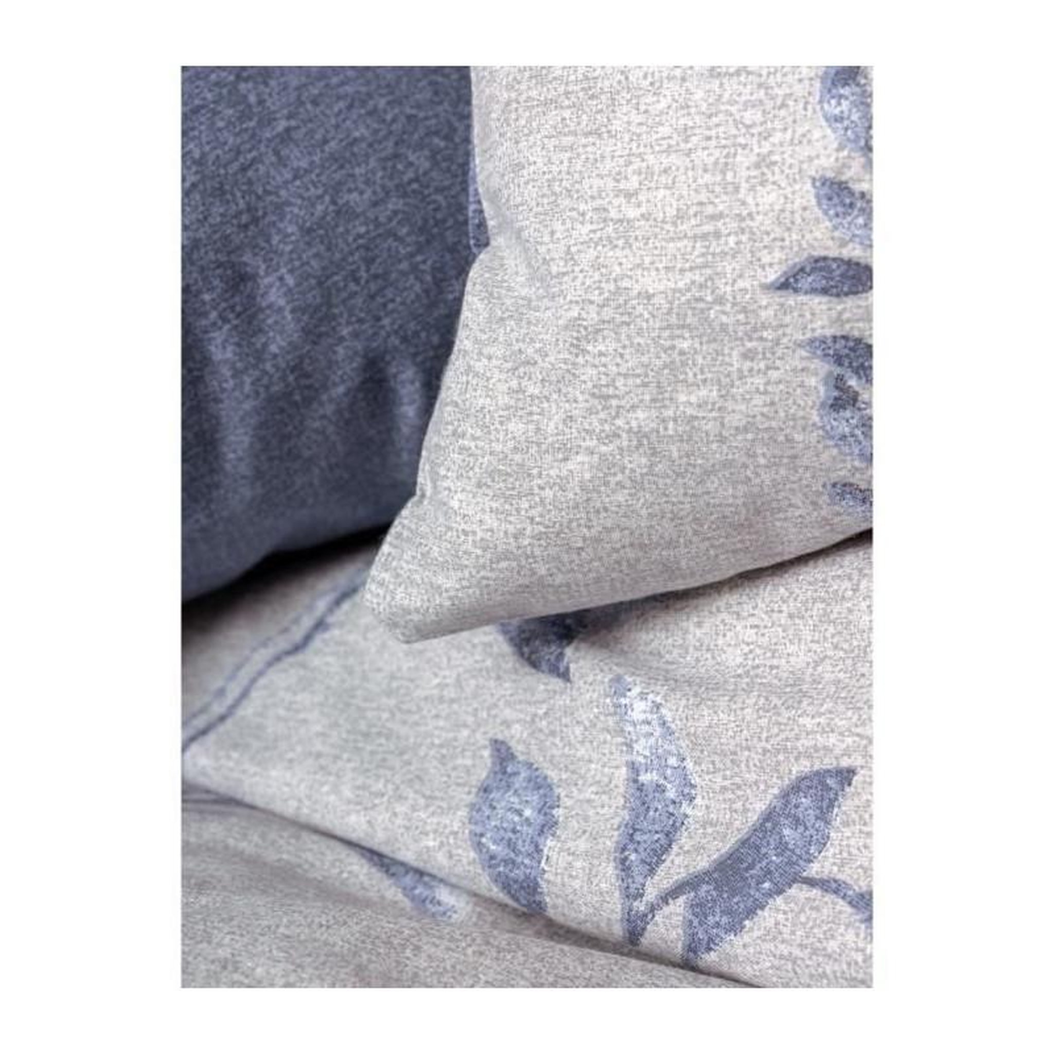 Voir la diapositive 2 : GENERIQUE Parure de lit - 129CTN64417 - 1 housse de couette 220 x 240 cm + 2 taies d'oreiller 60 x 60 cm - 100% coton ranforcé - Bleu