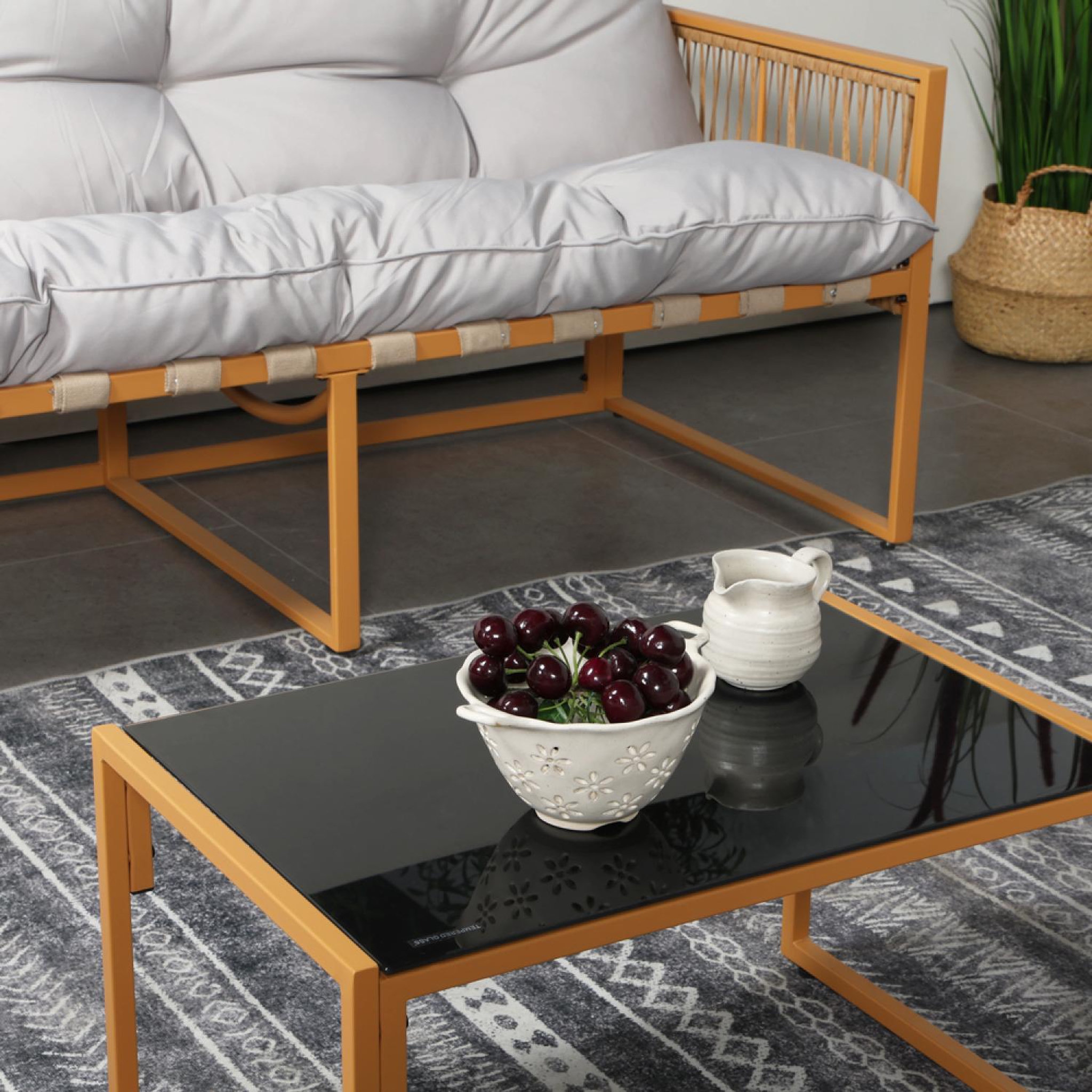 Voir la diapositive 6 : CONCEPT USINE Salon de jardin 8 places effet rotin coussins gris clair turini