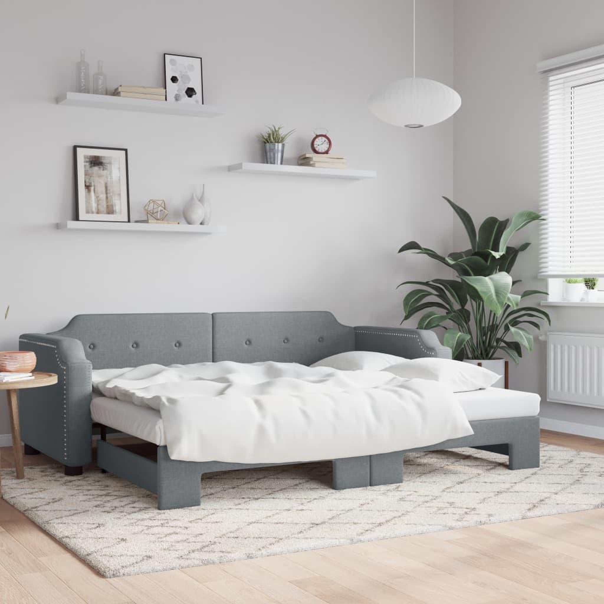 VIDAXL Lit de jour avec lit gigogne gris clair 90x190 cm tissu