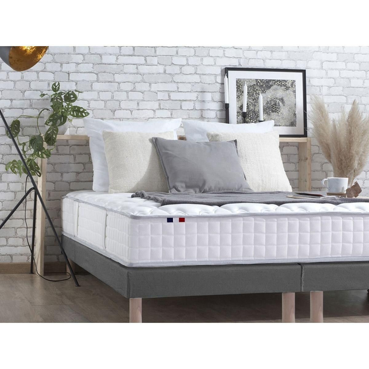 Ensemble Matelas Ressorts 7 zones + Sommier  2 x 90 x 200 cm COSMOS