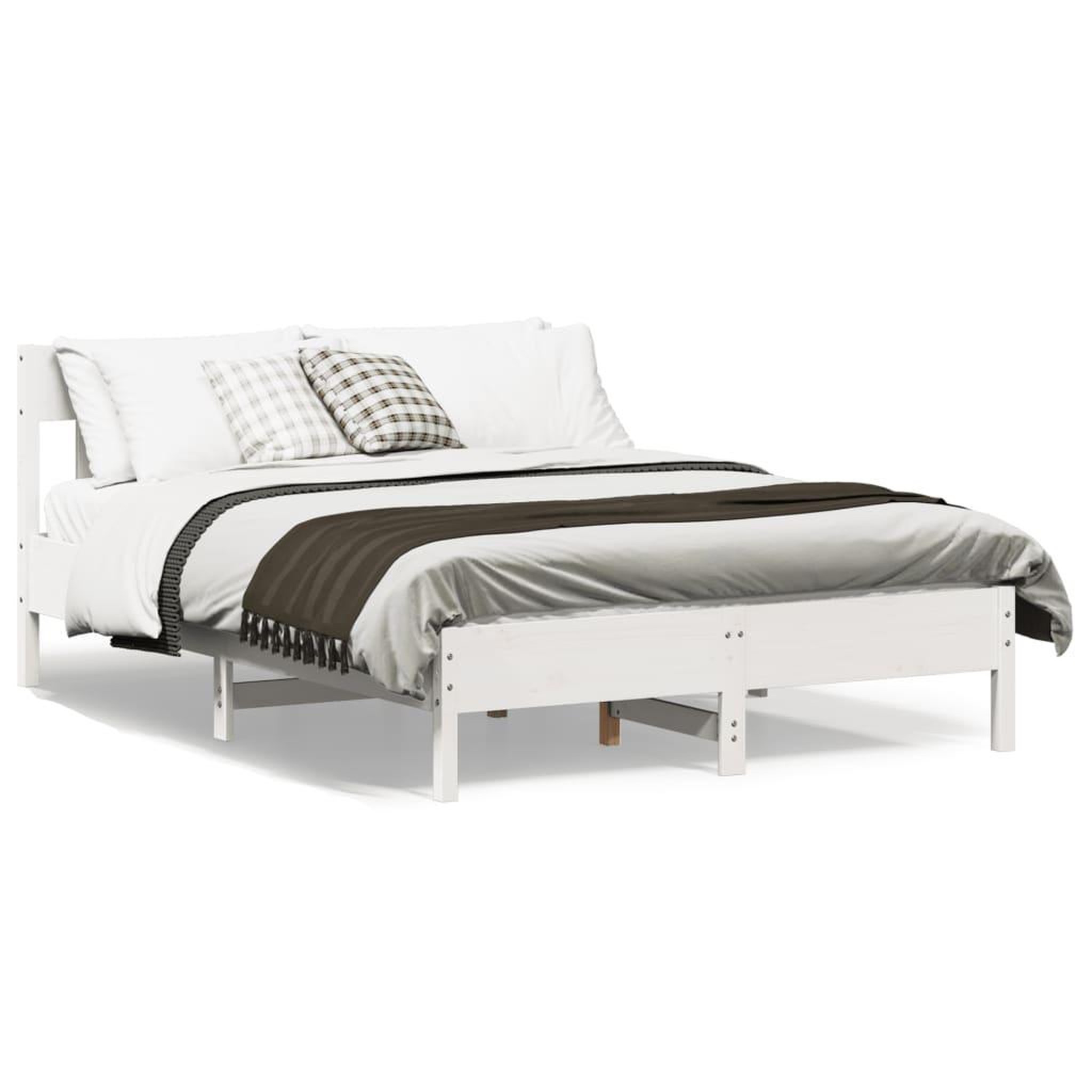 Voir la diapositive 2 : VIDAXL Cadre de lit sans matelas blanc 160x200 cm bois de pin massif