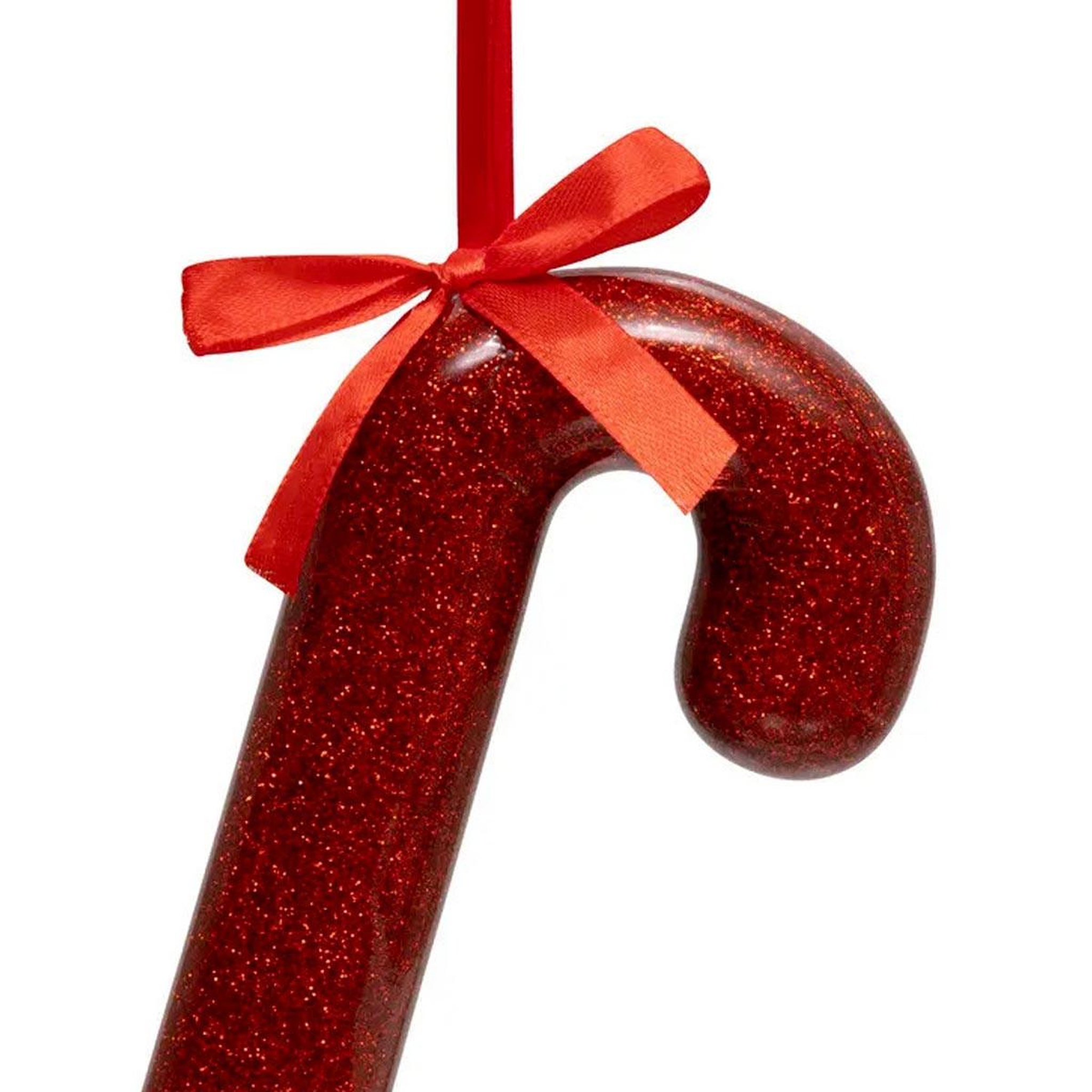 Voir la diapositive 2 : ATMOSPHERA Sujet de Noël Sucre d'Orge  Pailleté  15cm Rouge