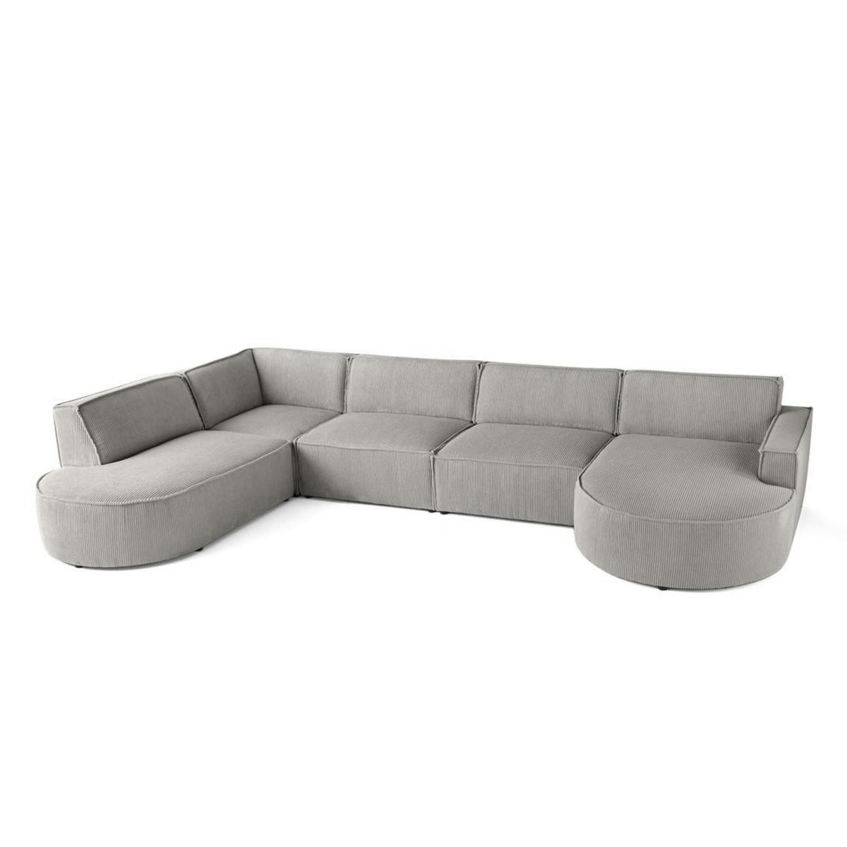 LISA DESIGN Spiaggia - canapé panoramique d'angle gauche - 7 places - en velours côtelé