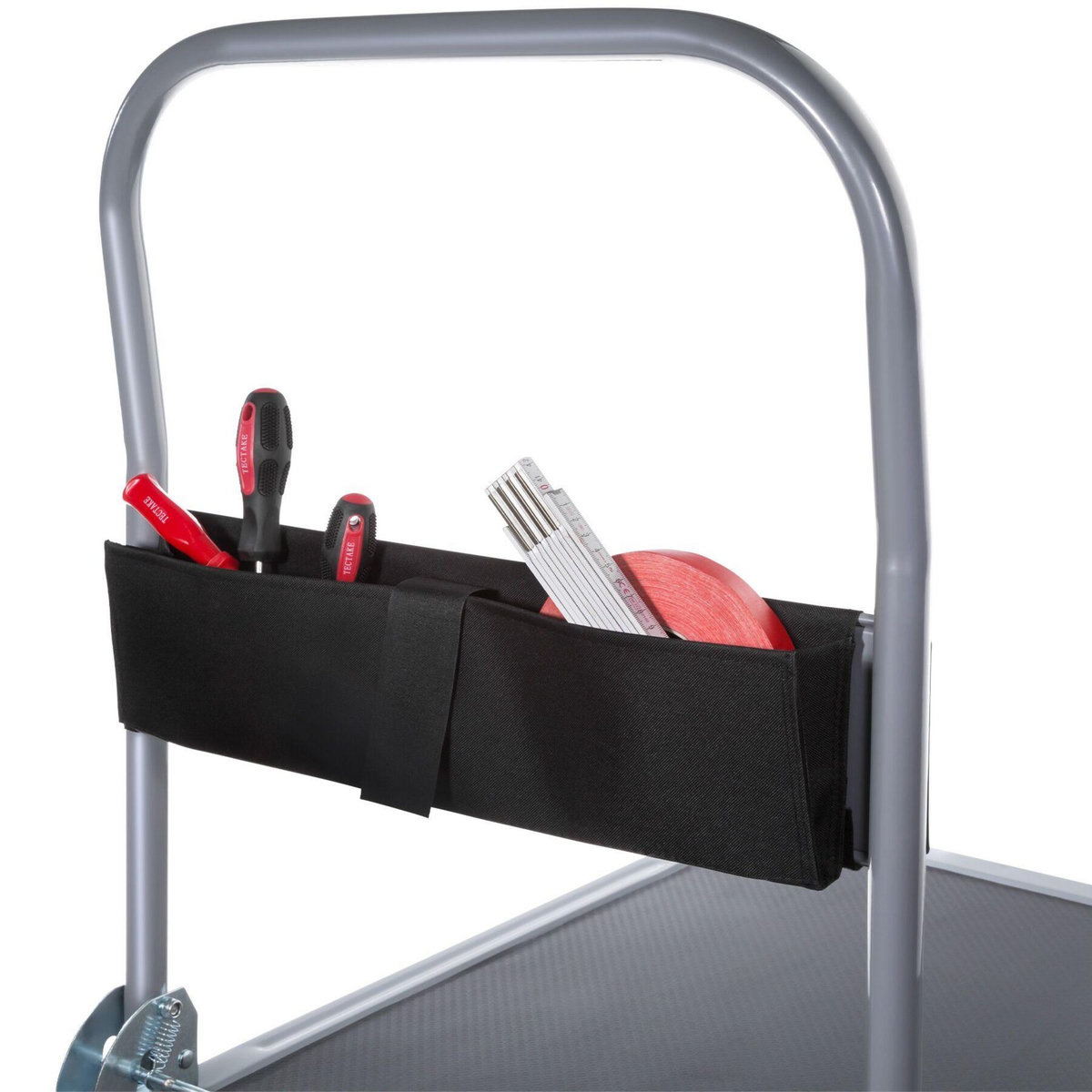 tectake Chariot à plateforme Poignée pliable avec compartiment de rangement noir