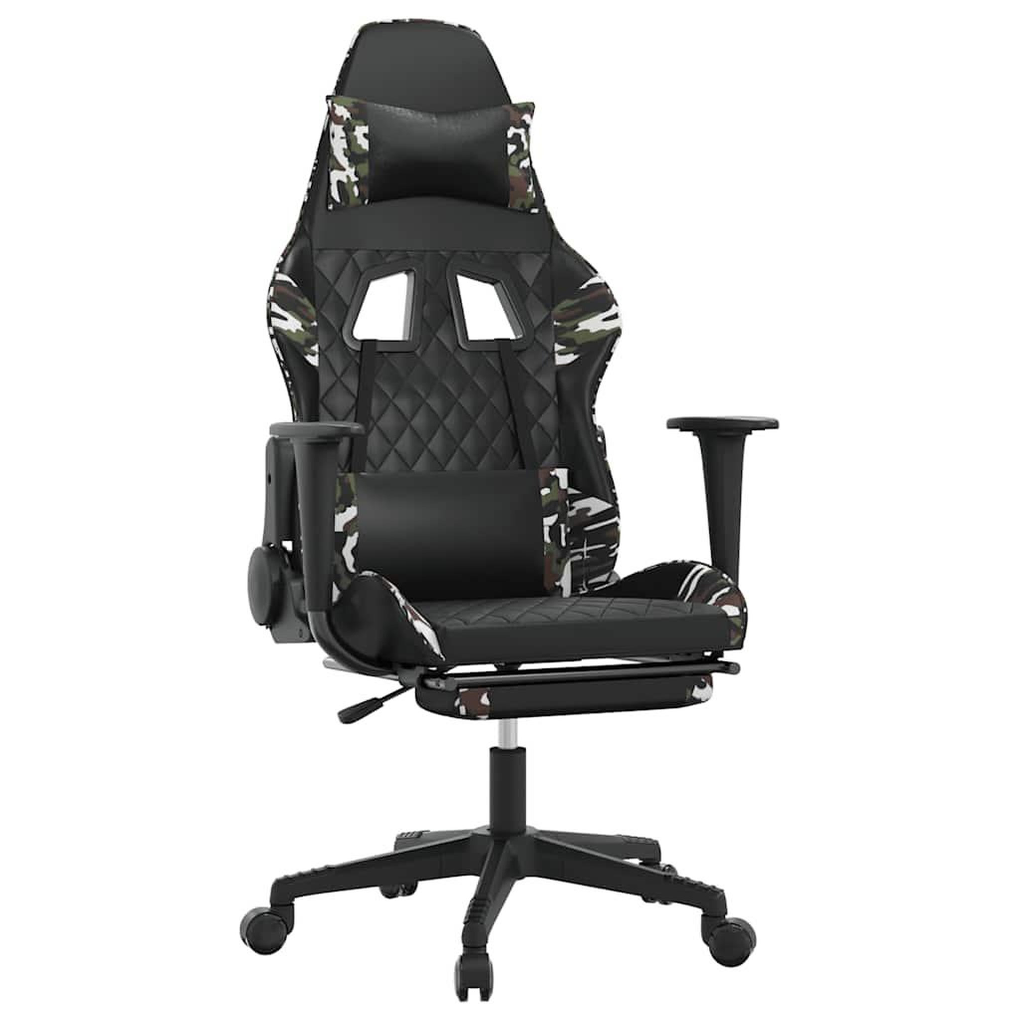 Voir la diapositive 2 : VIDAXL Chaise de jeu de massage repose-pied Noir&Camouflage Similicuir