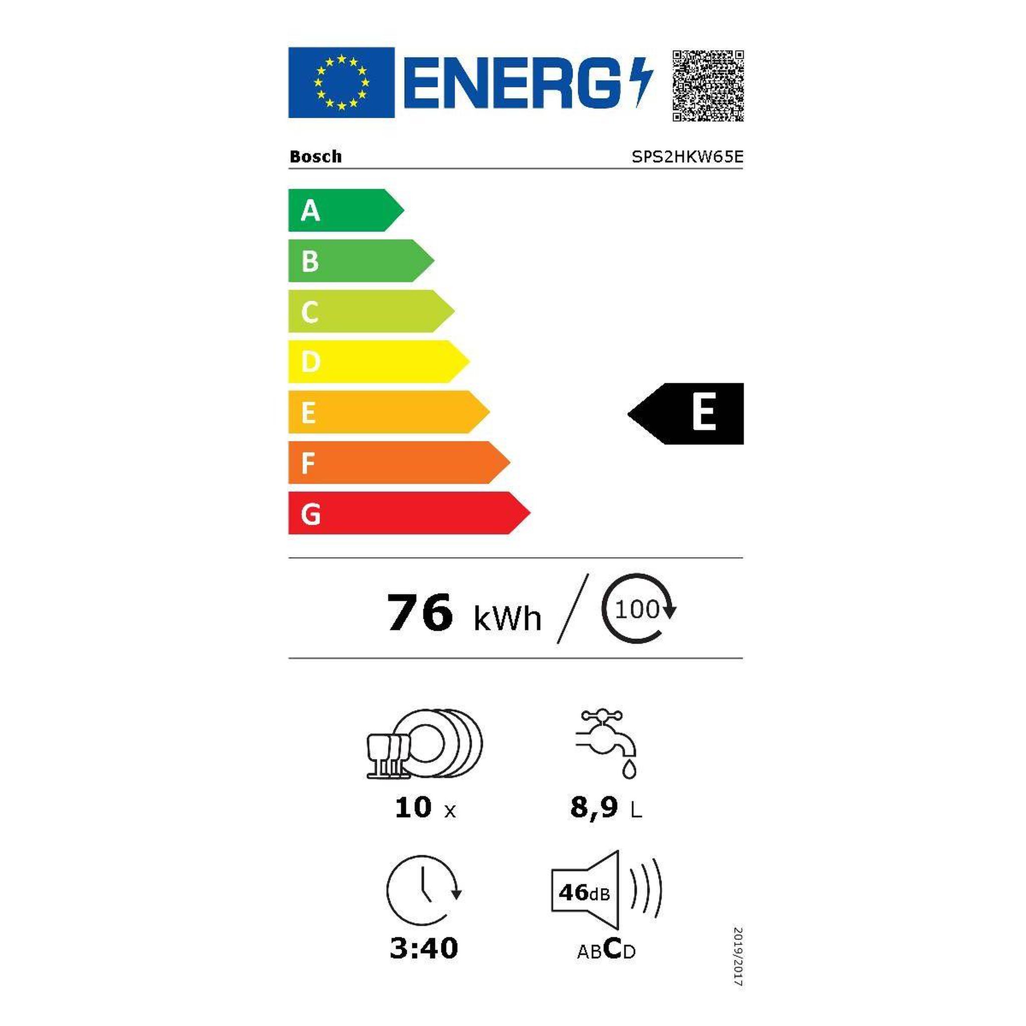 Voir la diapositive 6 : BOSCH Lave vaisselle 45 cm SPS2HKW65E Serenity SpeedPerfect+