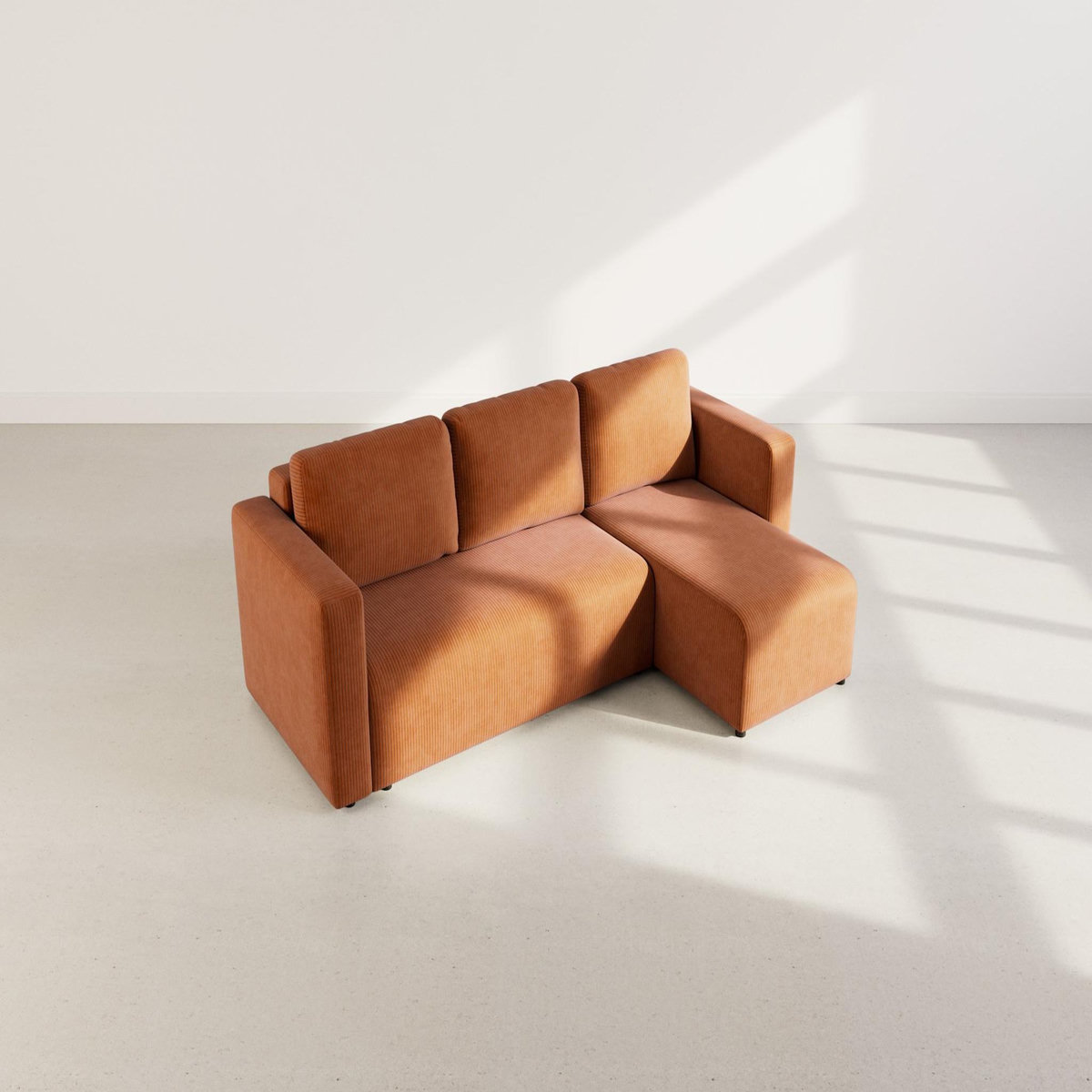 BEST MOBILIER Canopy - canapé d'angle réversible 4 places convertible avec coffre en velours côtelé