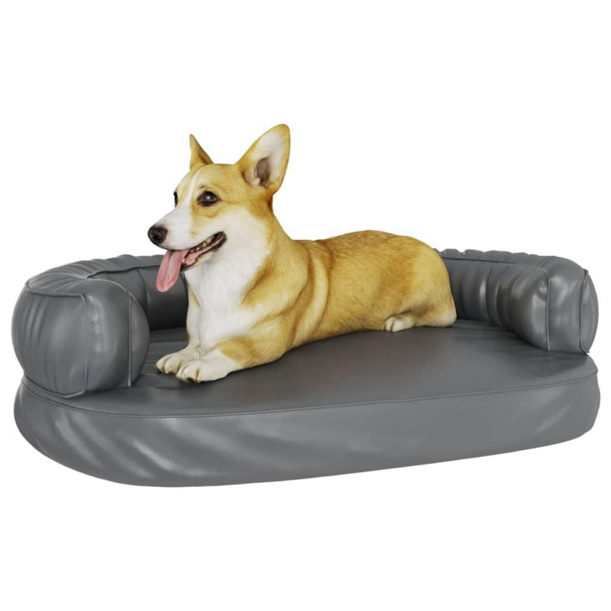 VIDAXL Lit pour chien ergonomique Mousse Gris 88x65 cm Similicuir