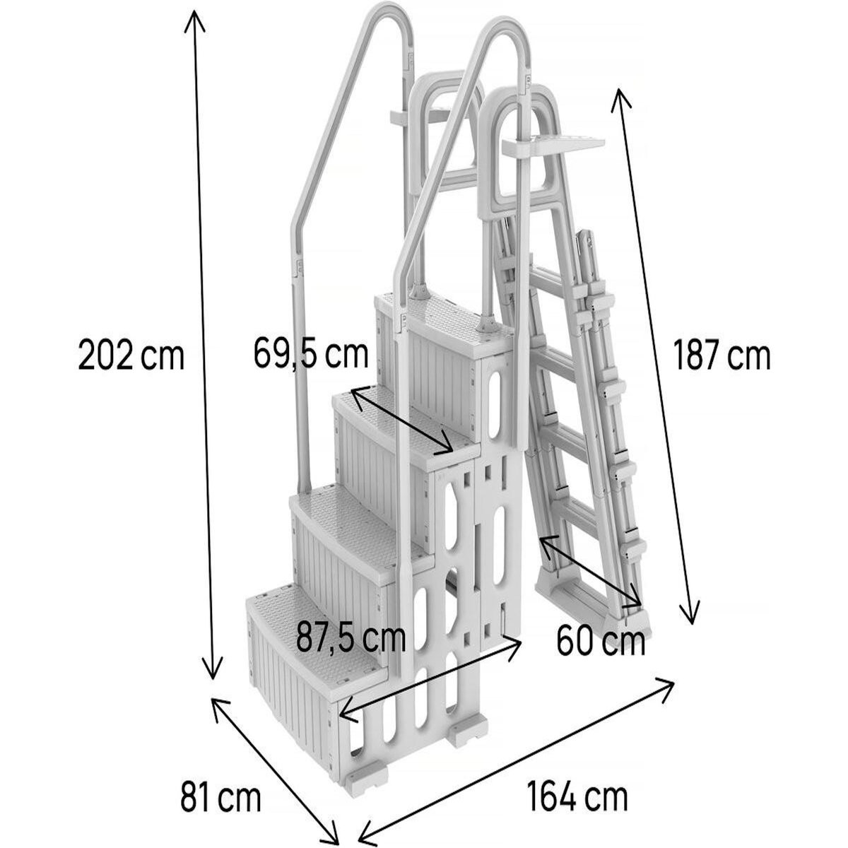 Habitat et Jardin Escalier double piscine  Mario  avec système de sécurité enfant