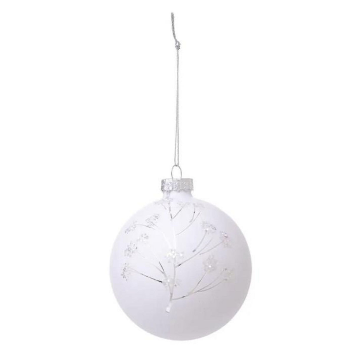 ATMOSPHERA Boule de Noël Paillettes  Souffle Polaire  7cm Blanc