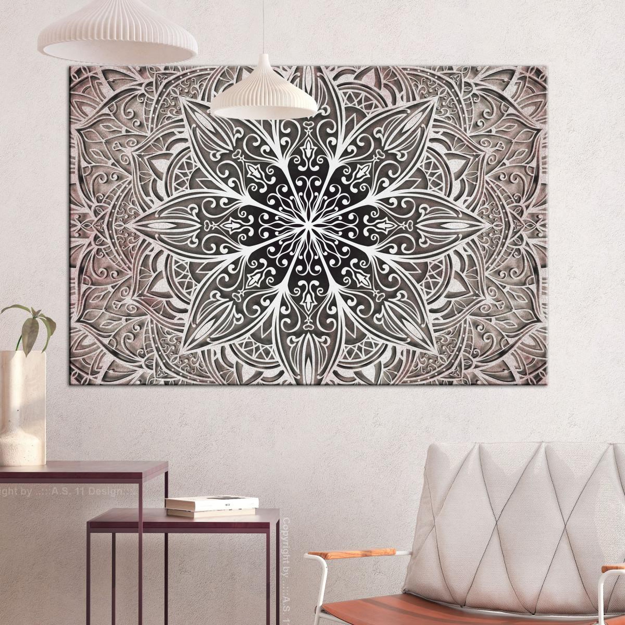 Voir la diapositive 2 : Paris Prix Tableau Imprimé  Oriental Flowers Narrow Pink