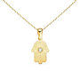Voir la diapositive 1 : L'ATELIER D'AZUR Collier - Pendentif Or 18 Carats 750/000 Main de Fatma Jaune - Chaine Dorée