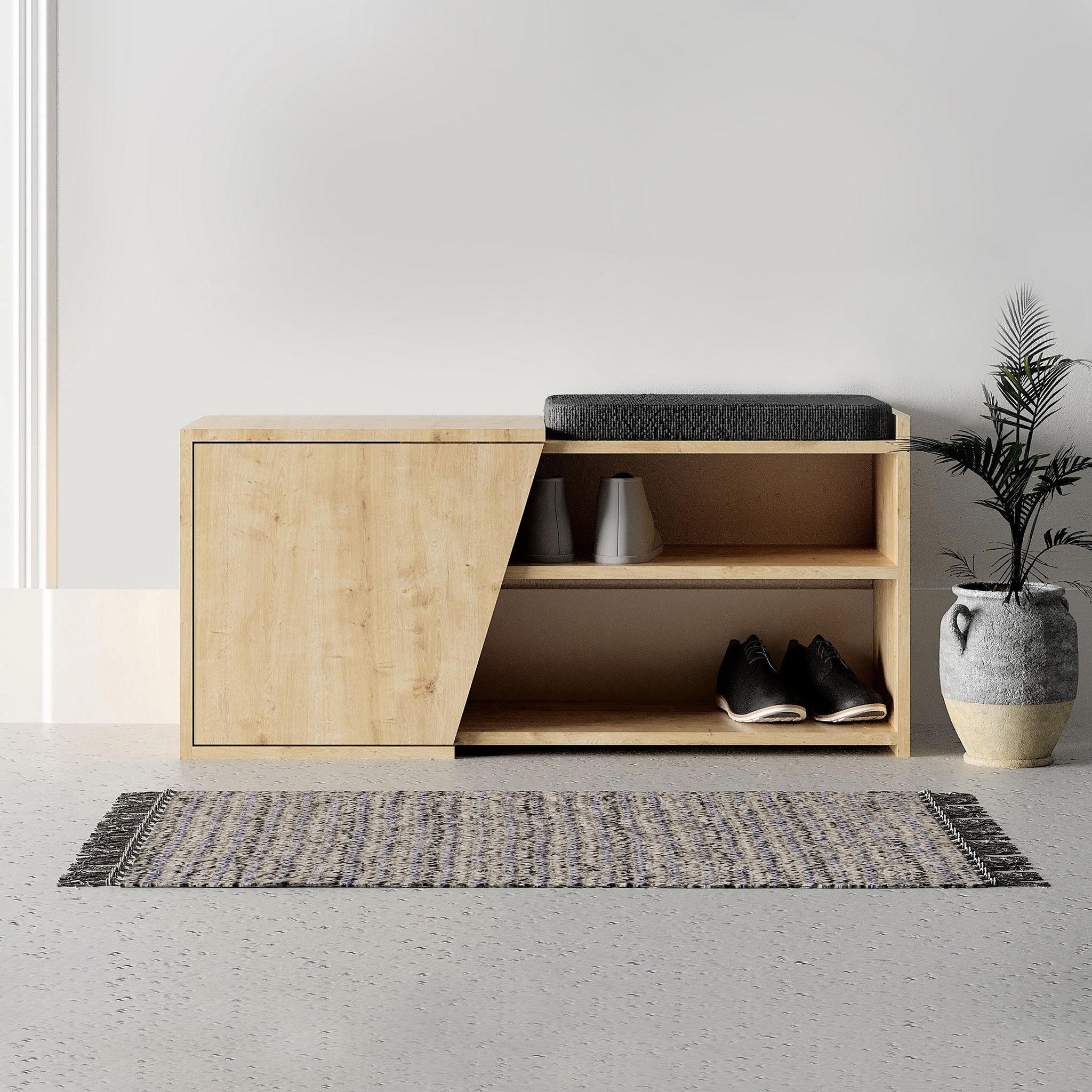 Voir la diapositive 2 : Habitat et Jardin Meuble à chaussures en bois  fiona  - 104 x 37 x 47 cm - beige