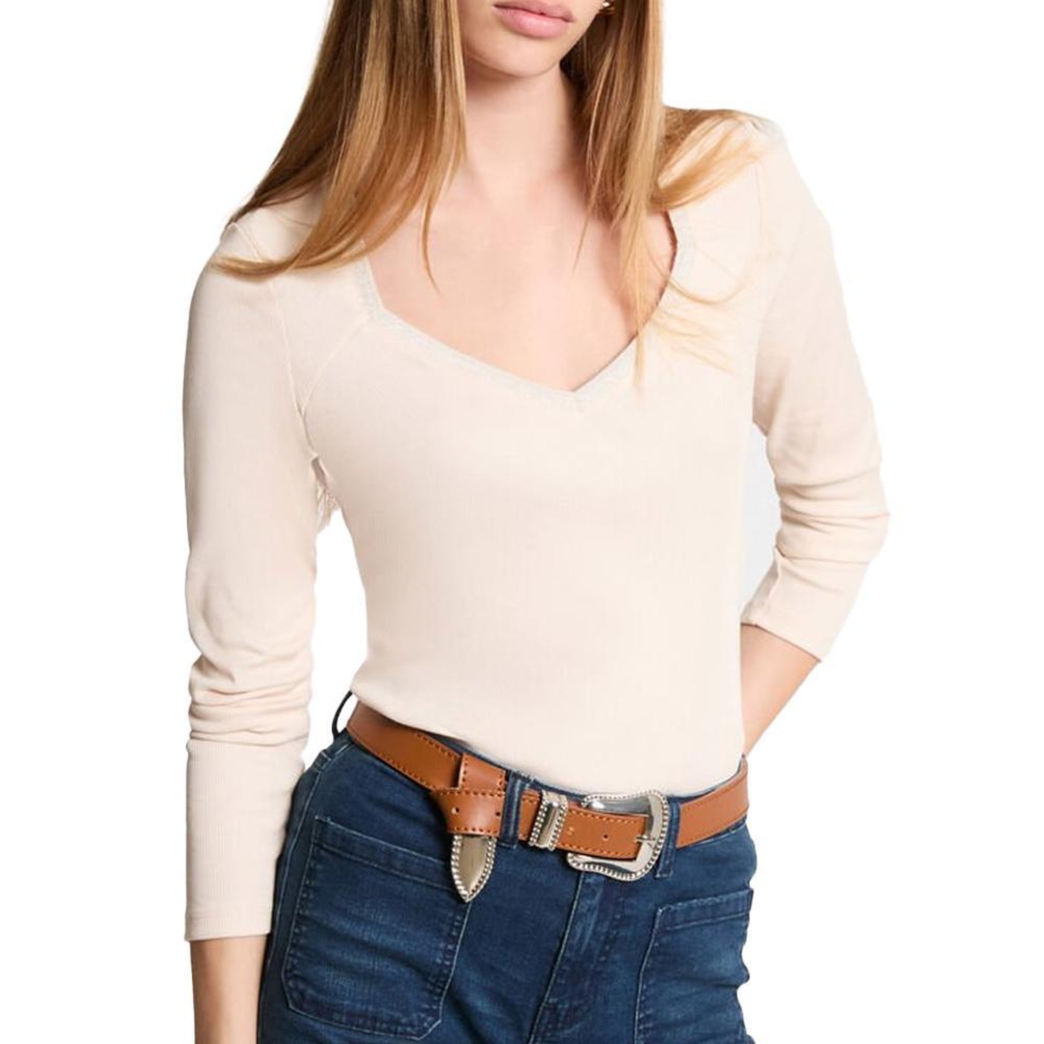 MORGAN T Shirt Manches Longues  Femme Morgan TRESOR. Coloris disponibles : Beige