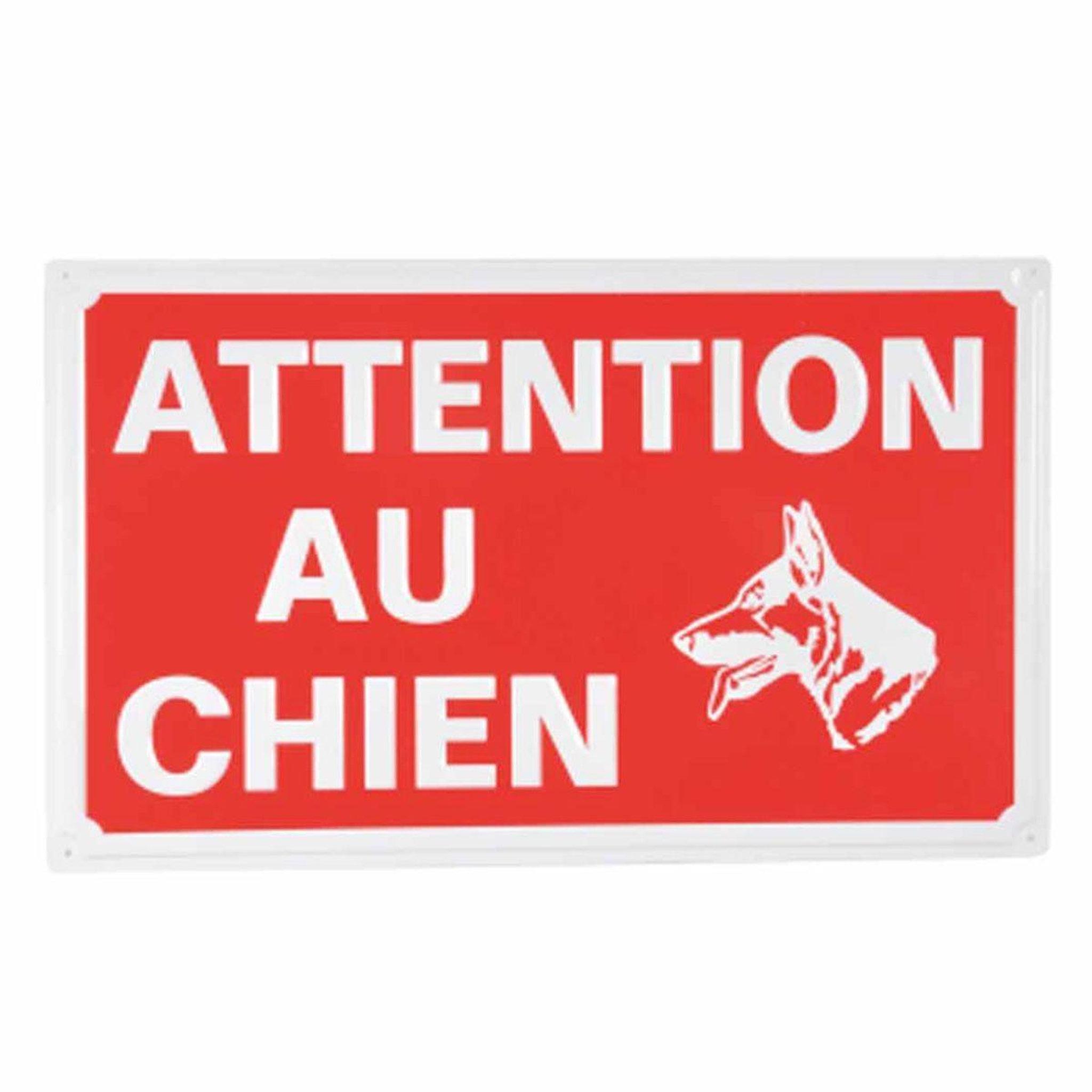 LOVE STORY Plaque décorative  attention au chien  33cm rouge