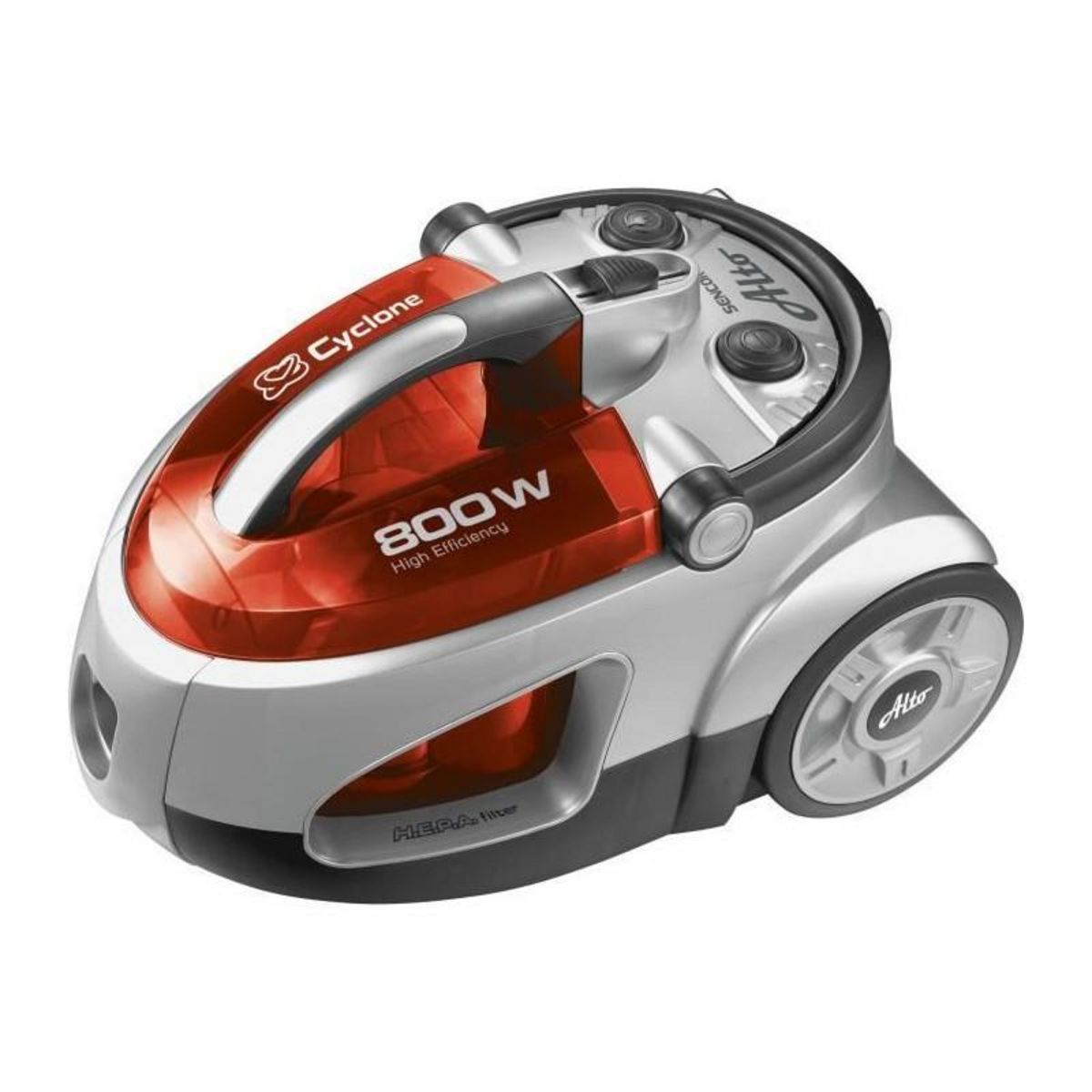 SENCO Aspirateur sans sac - SENCOR - SVC 730RD-EUE2 - Moteur ECO 800 W - 76 dBA - 1,5 L - Systeme Cyclone - Argent / Rouge