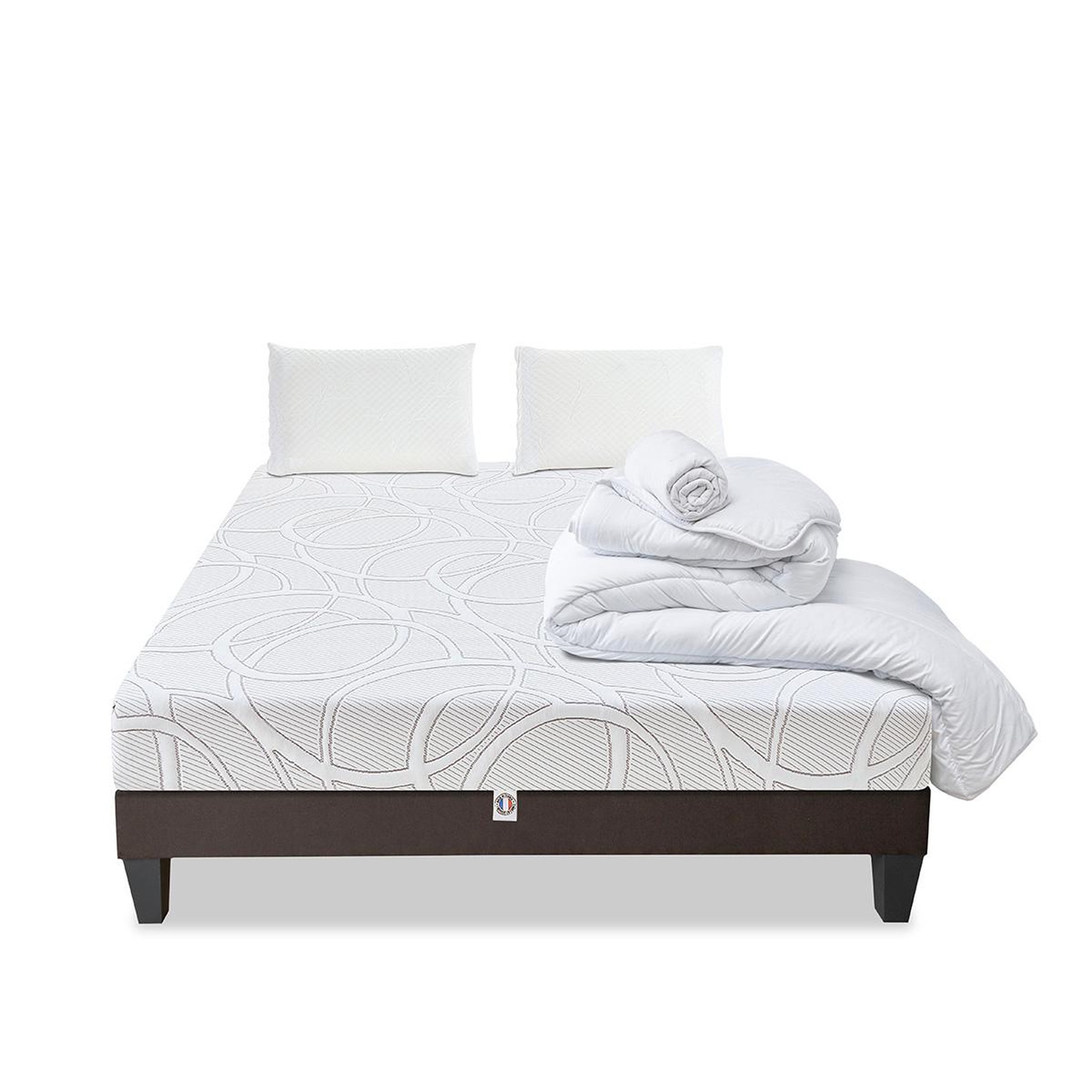 Voir la diapositive 1 : OLYMPE LITERIE Olympe literie | pack prêt à dormir eupraxie | matelas mémoire de forme + sommier + accessoires