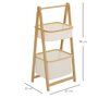 HOMCOM Etagère en bambou de salle de bain, étagère pliable - 2 paniers - bambou polyester beige