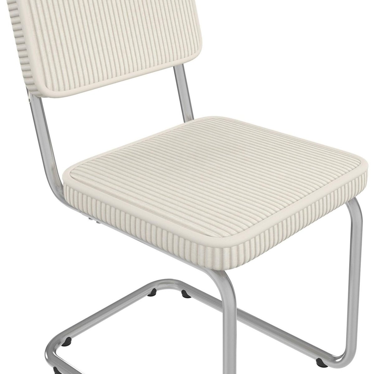 ID MARKET Lot de 4 chaises cantilever NAHE en velours côtelé beige et pied métal