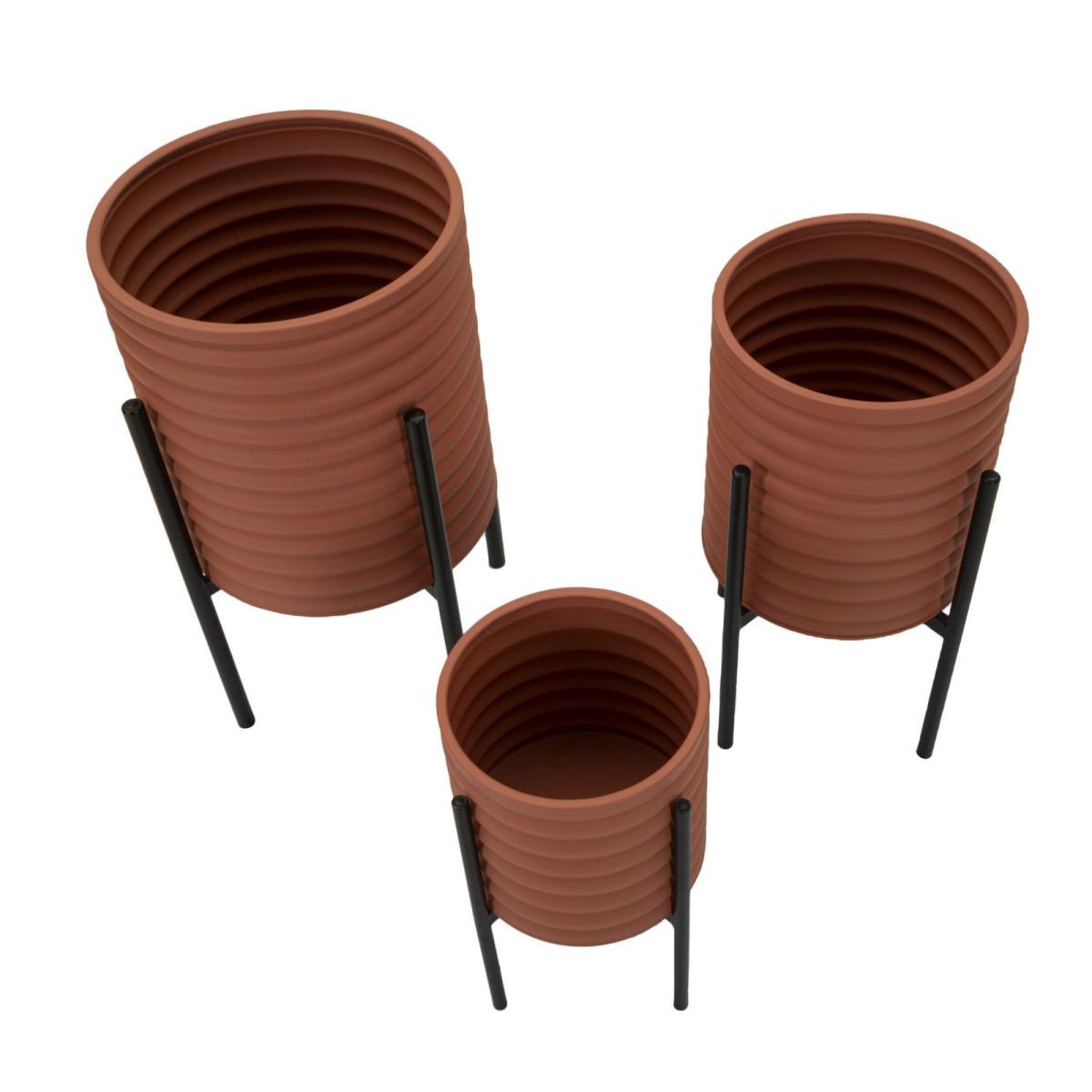 Voir la diapositive 4 : Paris Prix Lot de 3 cache-pots sur pied  milly  56cm brique