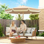 Voir la diapositive 6 : OUTSUNNY Parasol inclinable dia. 2,66m lambrequin ondulé à franges kaki beige
