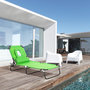 Voir la diapositive 4 : OUTSUNNY Bain de soleil pliable transat inclinable 4 positions chaise longue de lecture 3 coussins fournis vert