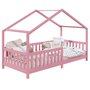 IDIMEX Lit cabane enfant 90x190 cm LISAN lit Simple montessori avec Barrières de Protection en Bois Massif lasuré rose
