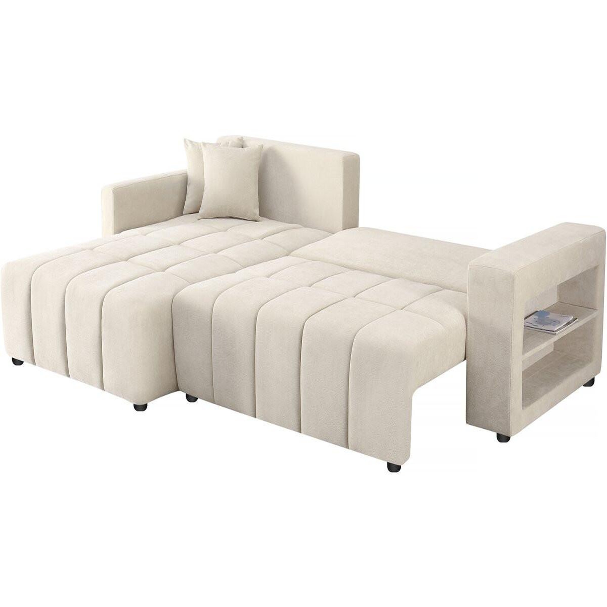 Voir la diapositive 3 : Habitat et Jardin Canapé d'angle convertible tissu chenille 3 places -  trocadero  - beige