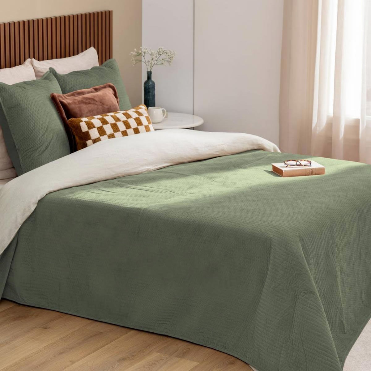 ATMOSPHERA Dessus de Lit & 2 Taies  Lilou  240x260cm Vert Céladon