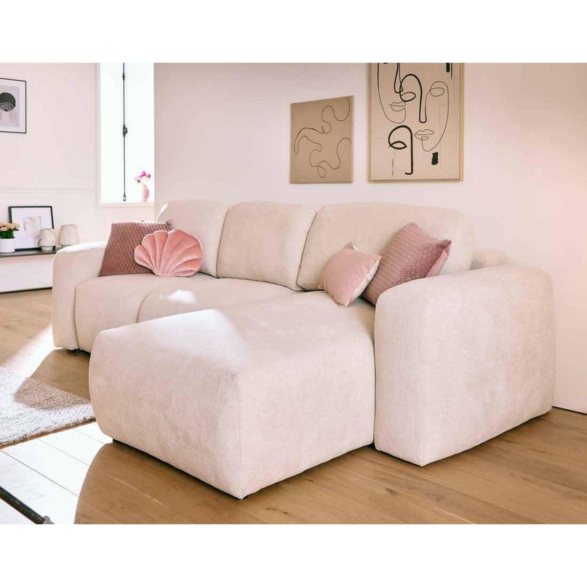 LISA DESIGN Sorrente - canapé d'angle réversible - convertible avec coffre - 4 places - en tissu texturé