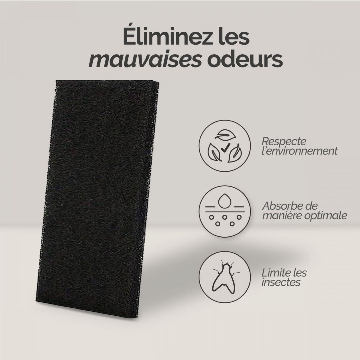 LINXOR Lot de 5 filtres à charbon actif pour composteur, poubelle à compost - Rectangle