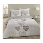 VISION VISION Parure de couette Alice - 100% coton - 1 housse de couette 240 x 260 cm + 2 taies d'oreiller 65 x 65 cm - Beige