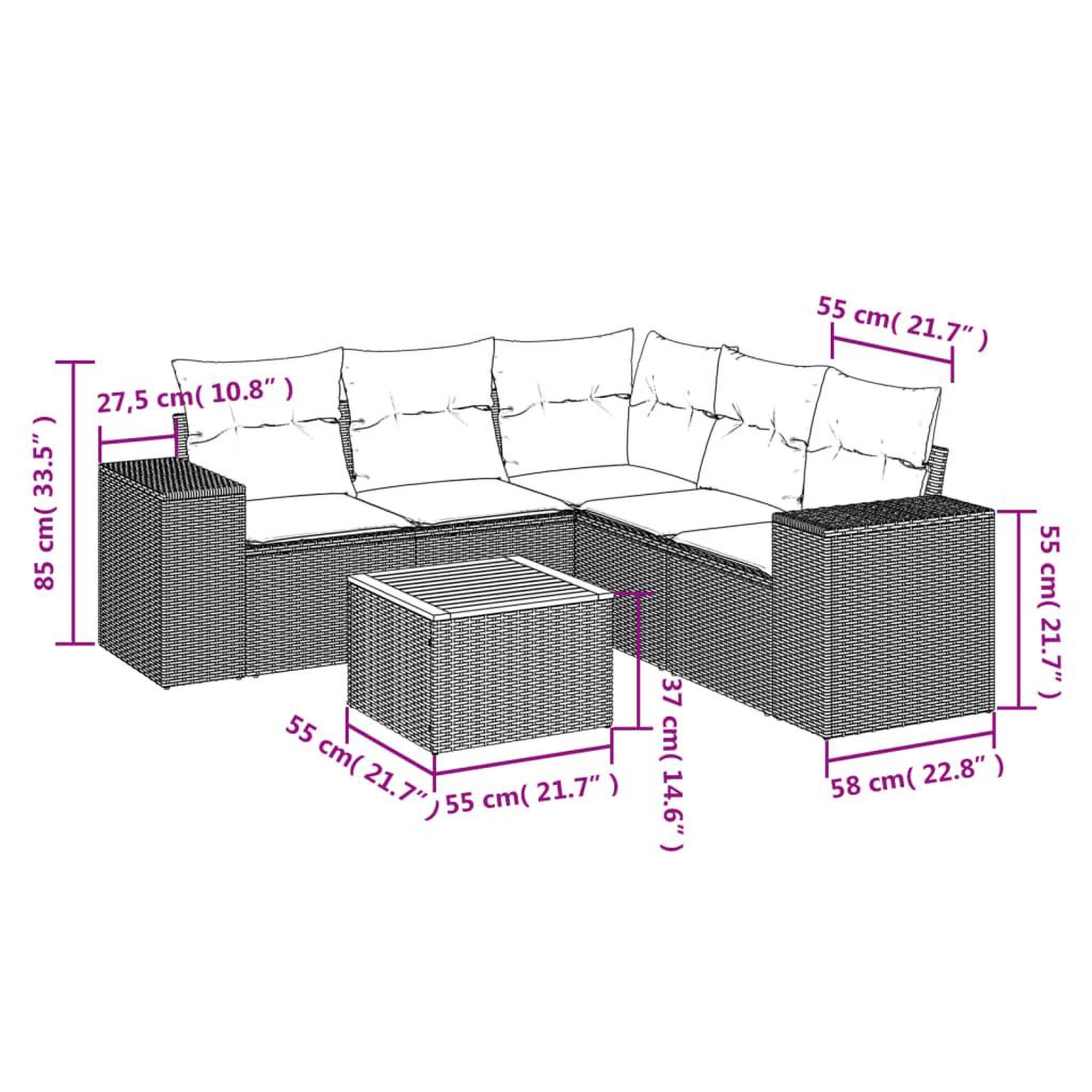 Voir la diapositive 3 : VIDAXL Salon de jardin avec coussins 6 pcs beige resine tressee
