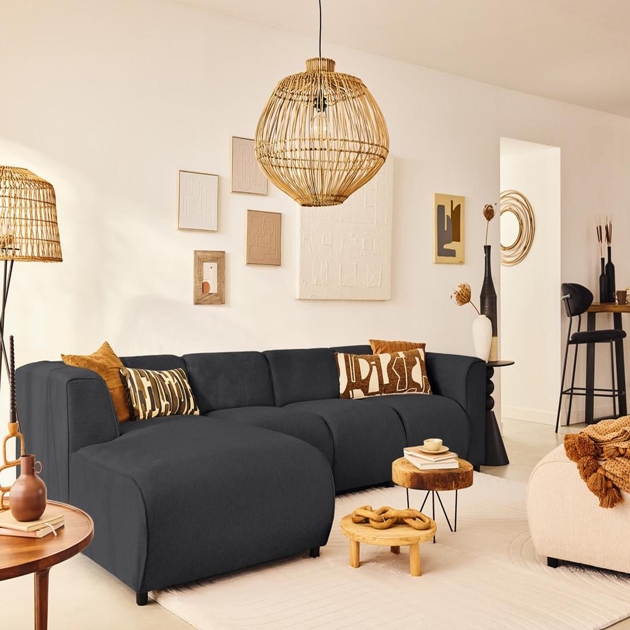 Voir la diapositive 1 : LISA DESIGN Suaro - canapé modulable d'angle gauche 5 places en tissu texturé