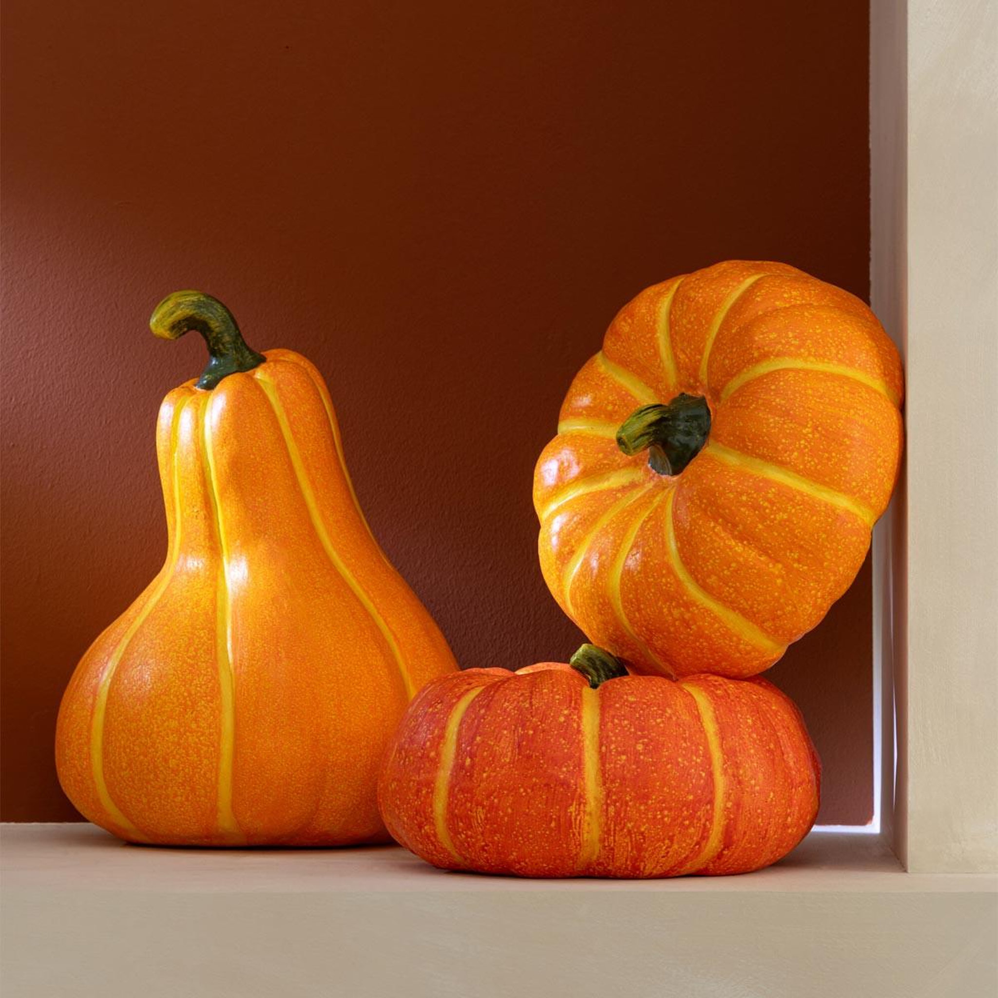 Voir la diapositive 2 : J-LINE Citrouille déco  automn  40cm orange