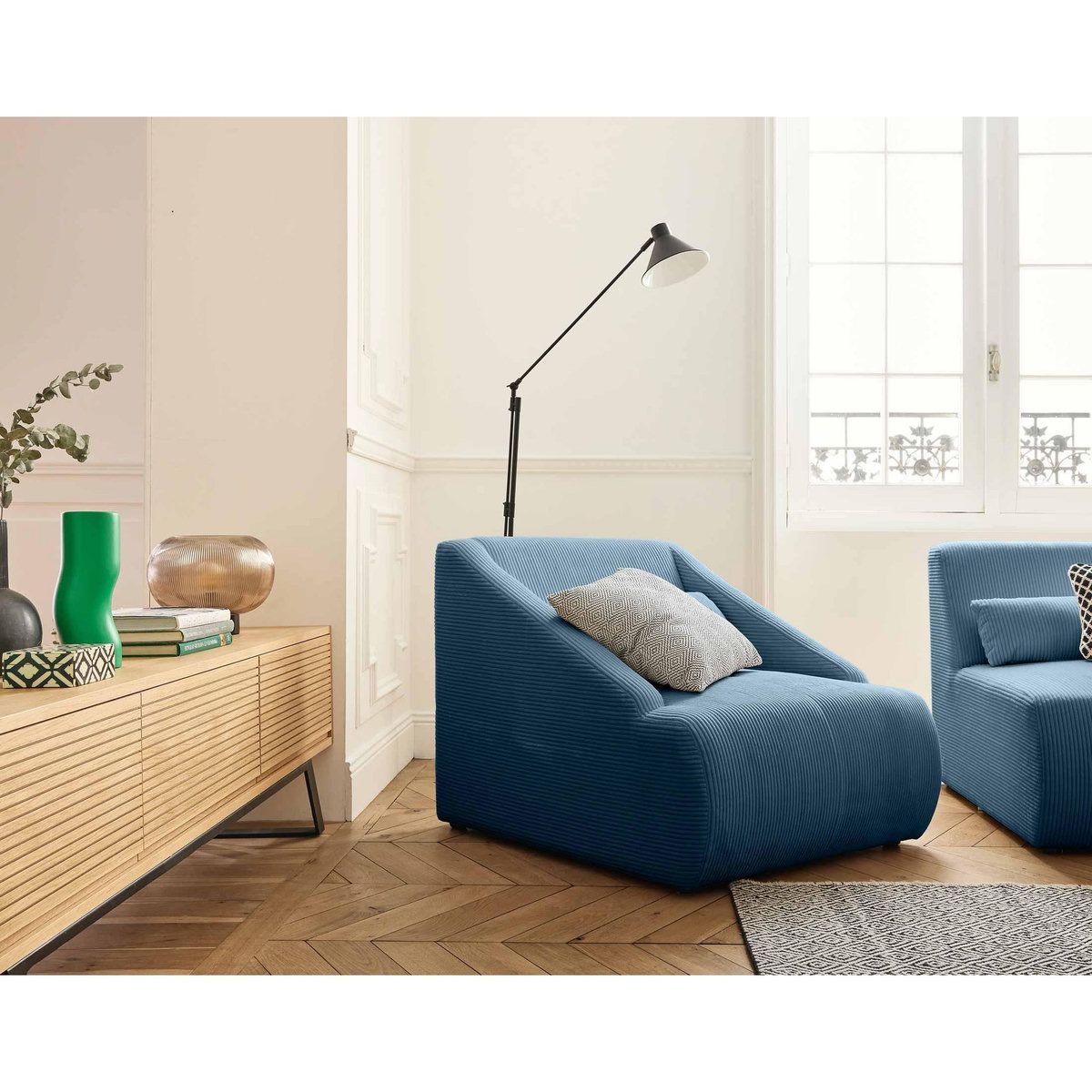 LISA DESIGN Onyx - fauteuil - en velours côtelé