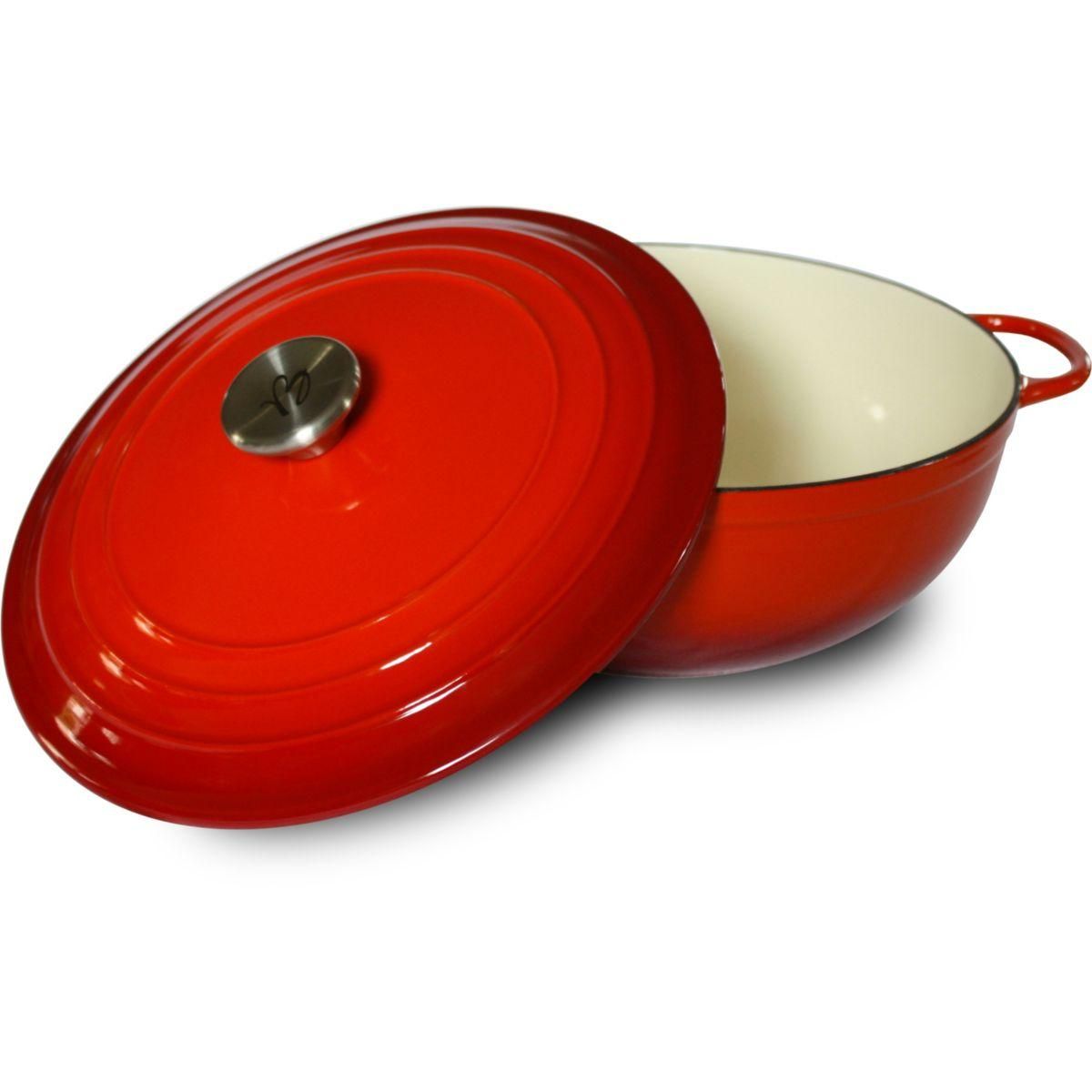 BAUMALU Cocotte fonte emaillee basse et couvercle