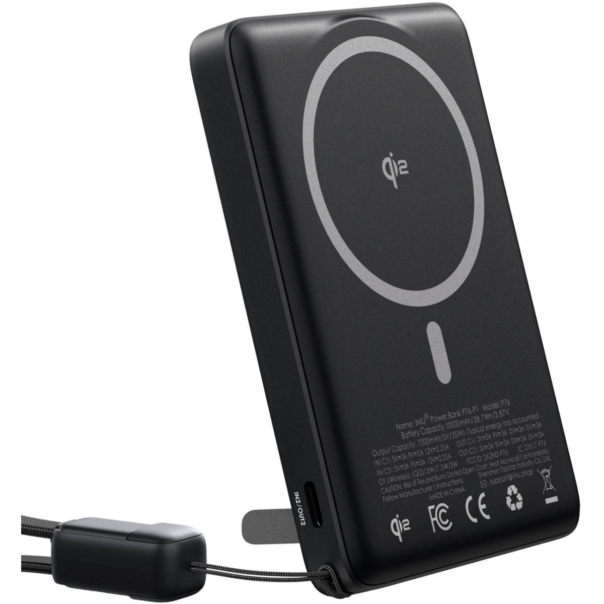 INIU Batterie externe 10 000 mAh MagPro slim noir