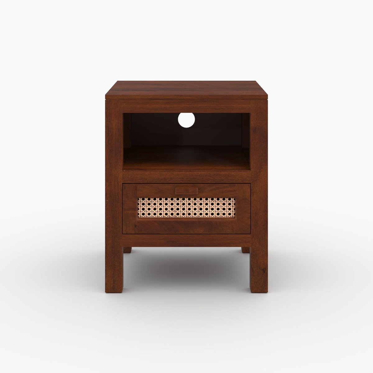 Rendez vous déco Table de chevet en bois de manguier et cannage-Tiki