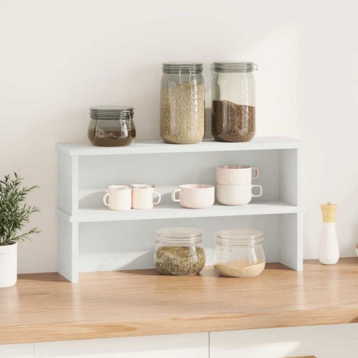 VIDAXL Étagères de cuisine empilables 2 pcs blanc 50x15x16 cm