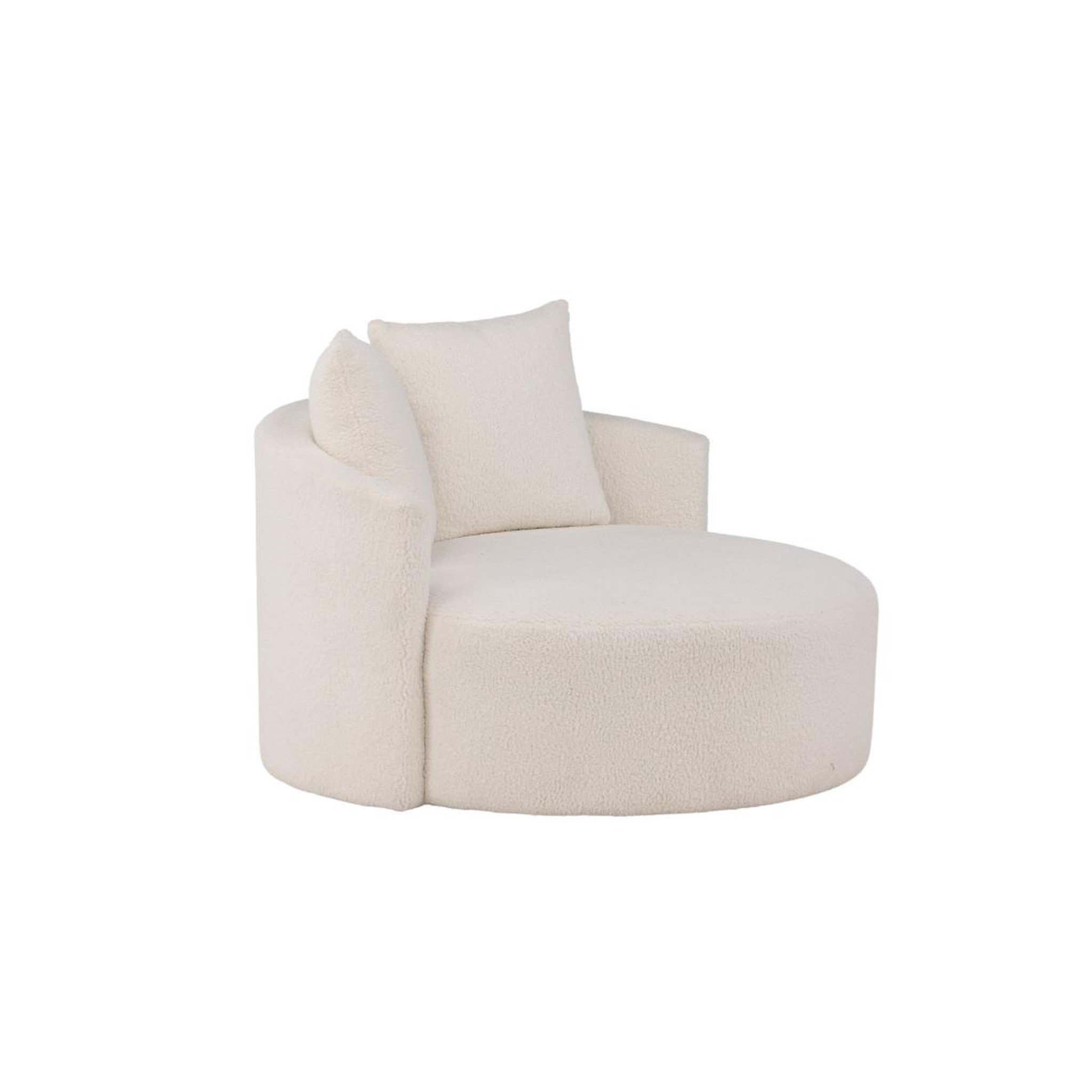 Voir la diapositive 4 : Paris Prix Fauteuil rond tissu bouclette  kelso  120cm blanc