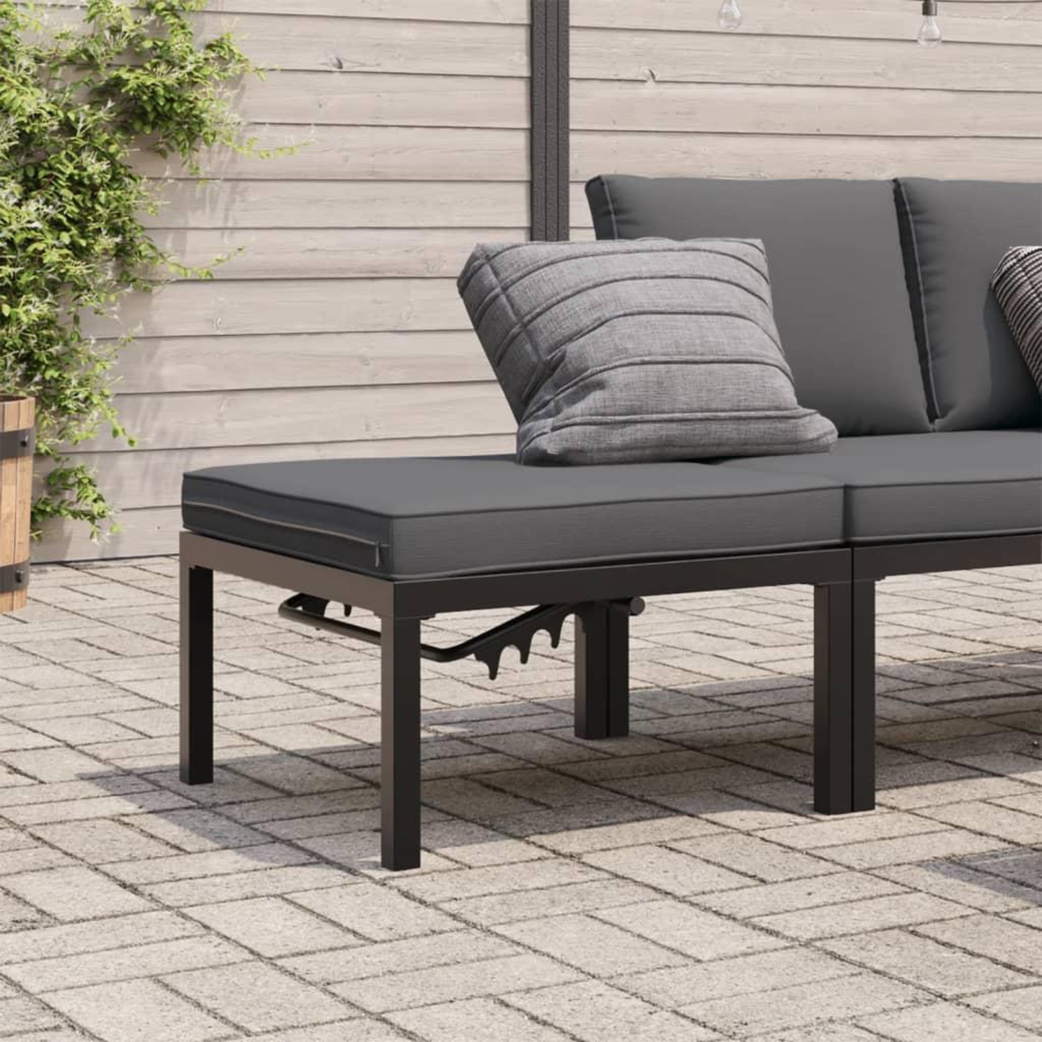 VIDAXL Tabouret de jardin avec coussin noir aluminium