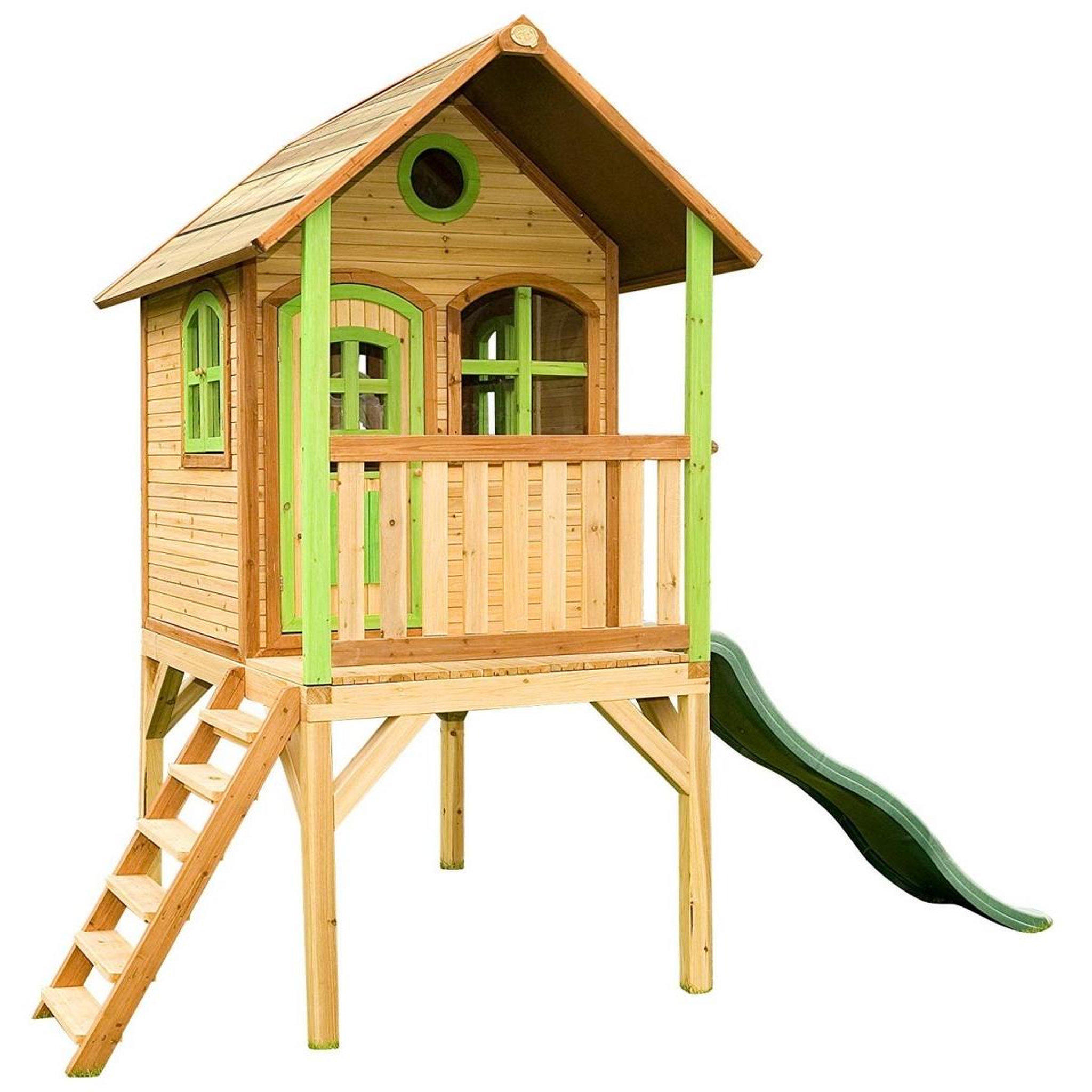 Axi House AXI Cabane enfant LAURA Brun Vert avec toboggan Vert