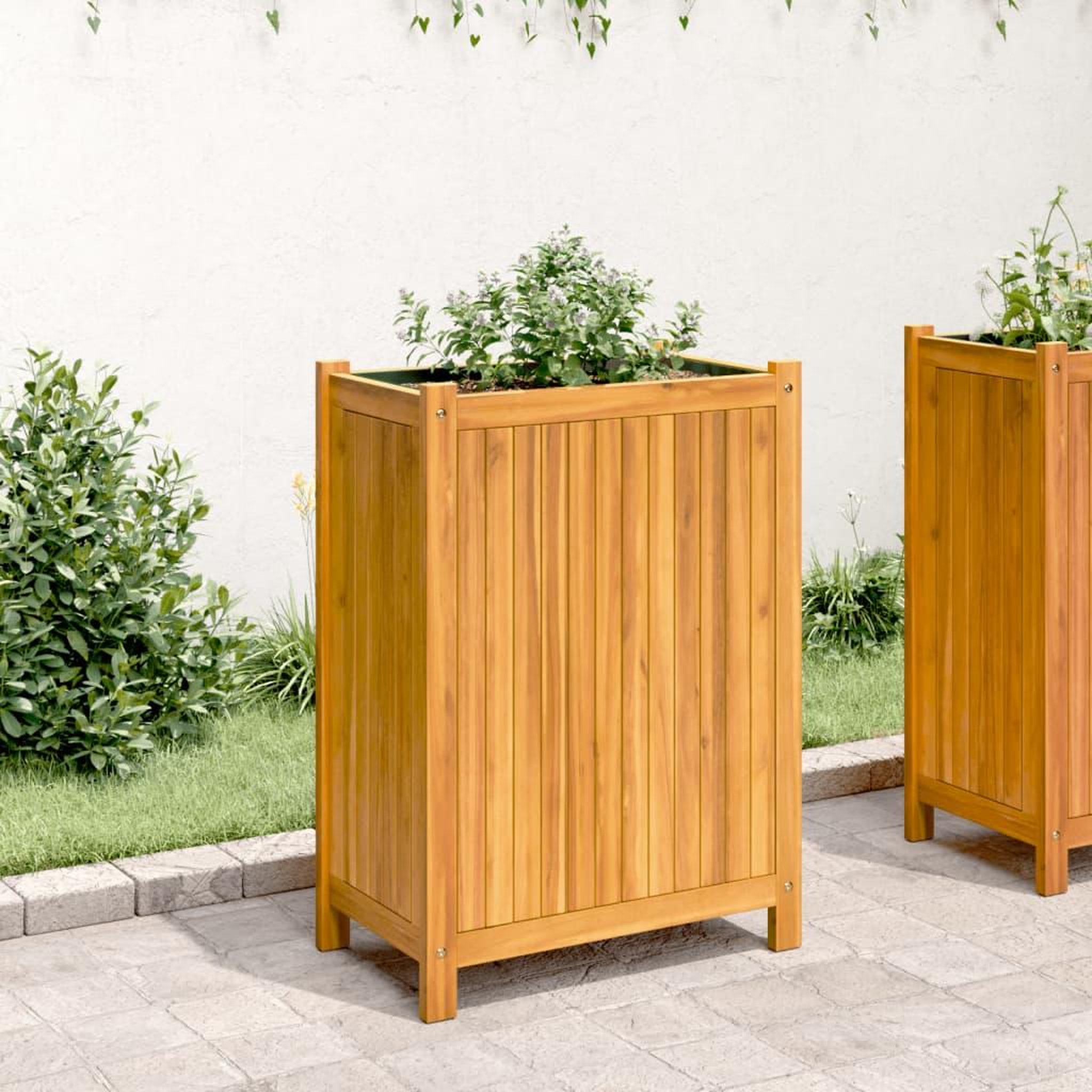 Voir la diapositive 3 : VIDAXL Jardiniere avec doublure 54x31x75 cm bois massif d'acacia