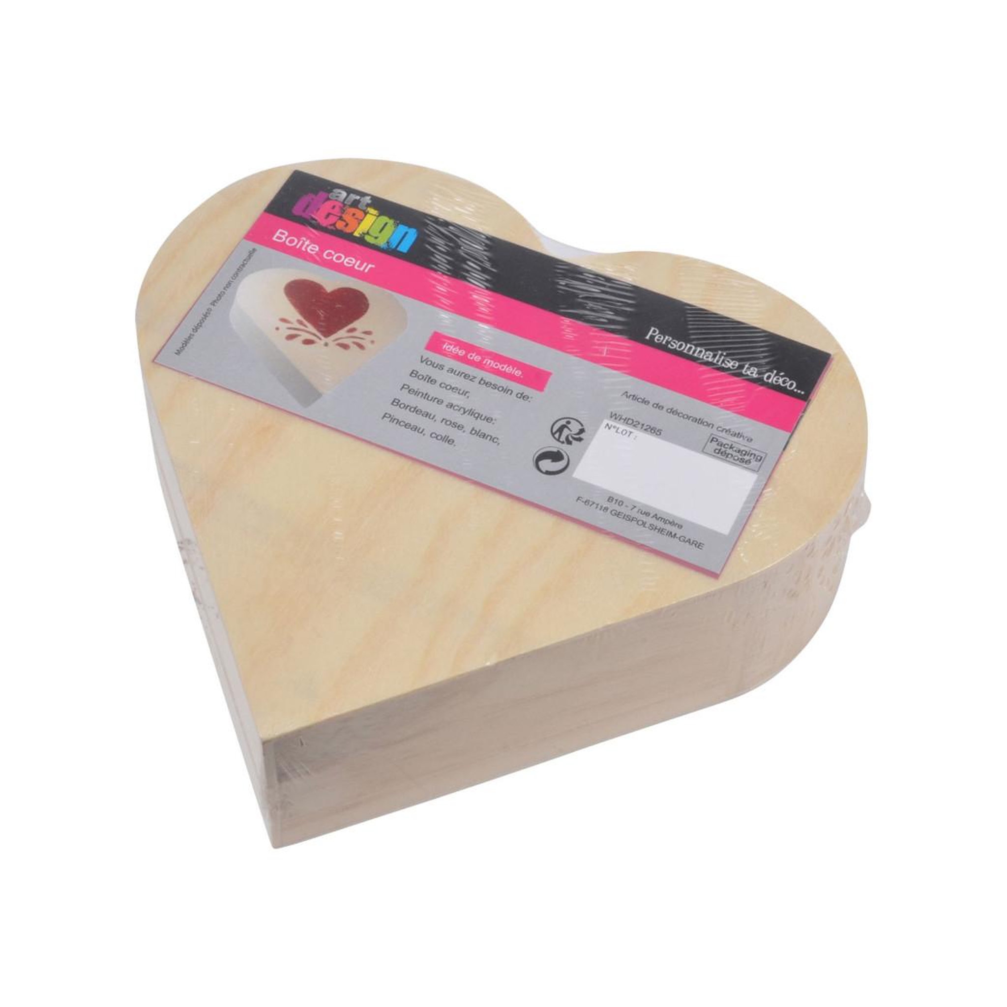 Voir la diapositive 2 : ARTDESIGN Boîte Déco en Bois  Cœur  15cm Naturel