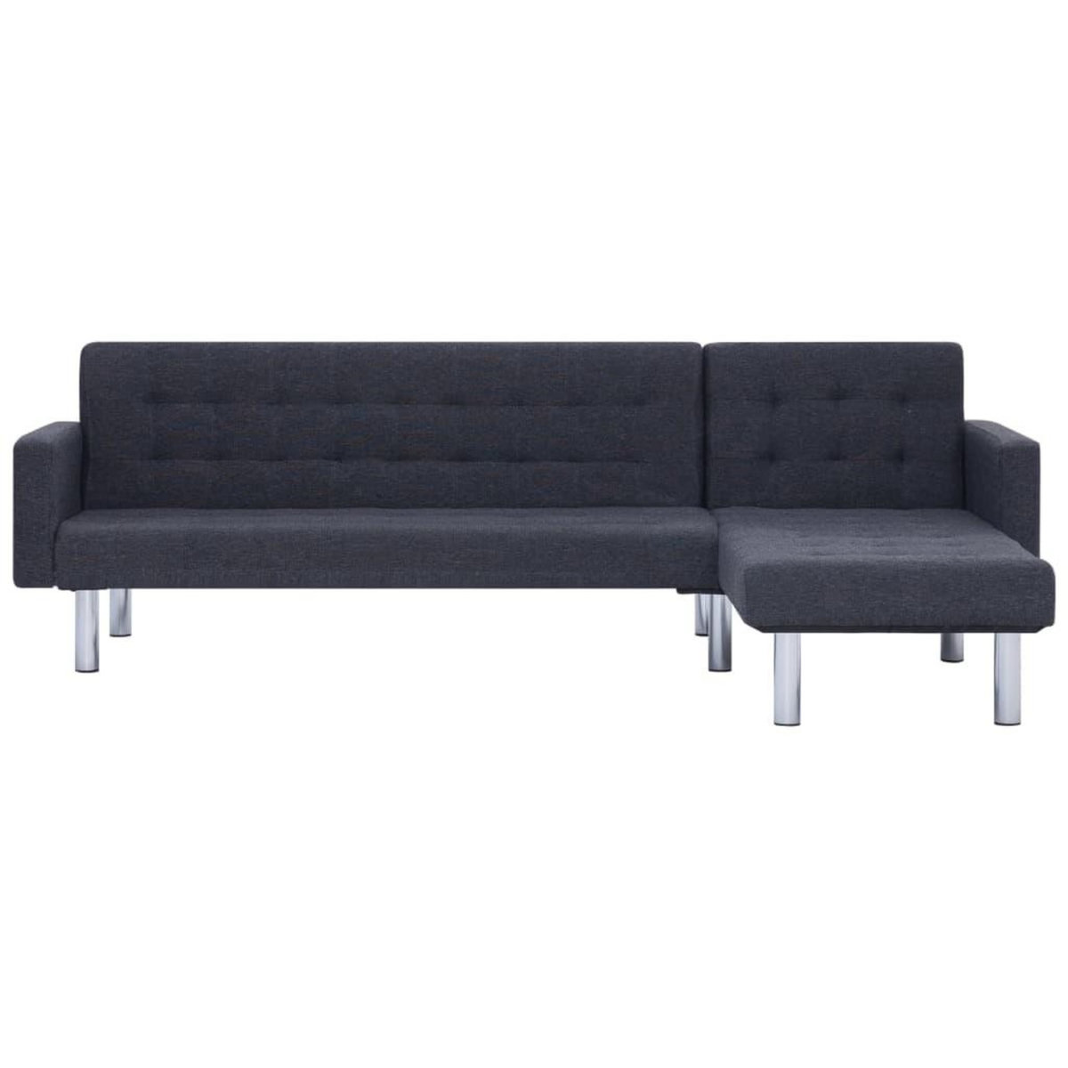 VIDAXL Canape-lit en forme de L gris fonce polyester