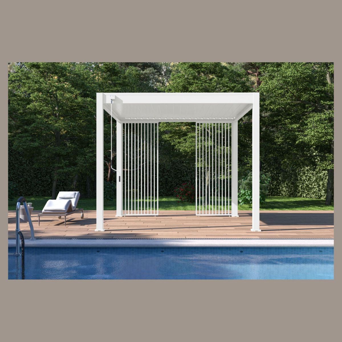 Panneau brise-vue Aluminium Pergola Bioclimatique OMBREA® - largeur 1 m - Blanc - ventelles verticales