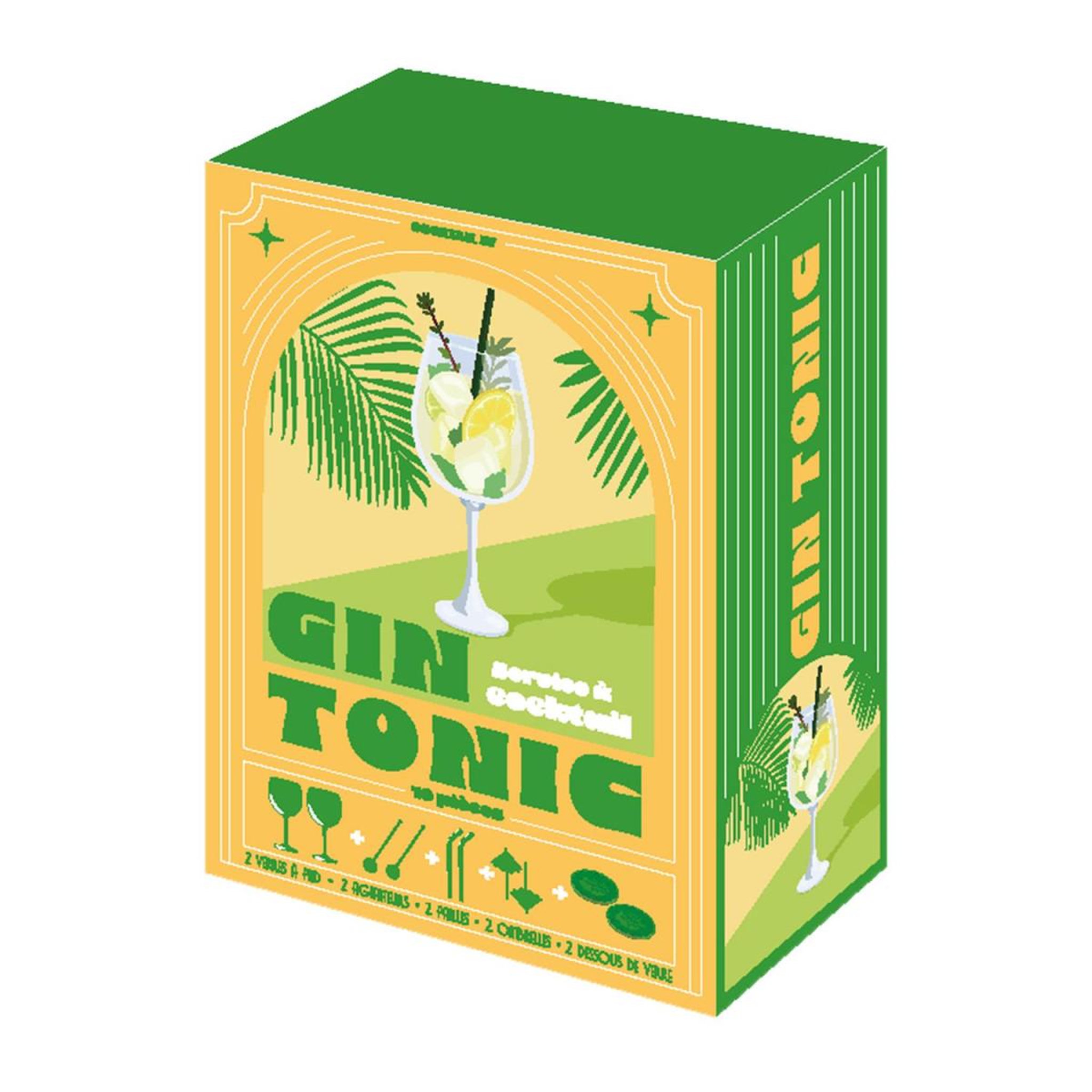 Voir la diapositive 1 : COOK CONCEPT Coffret cocktail 10 pièces  gin tonic  21cm vert