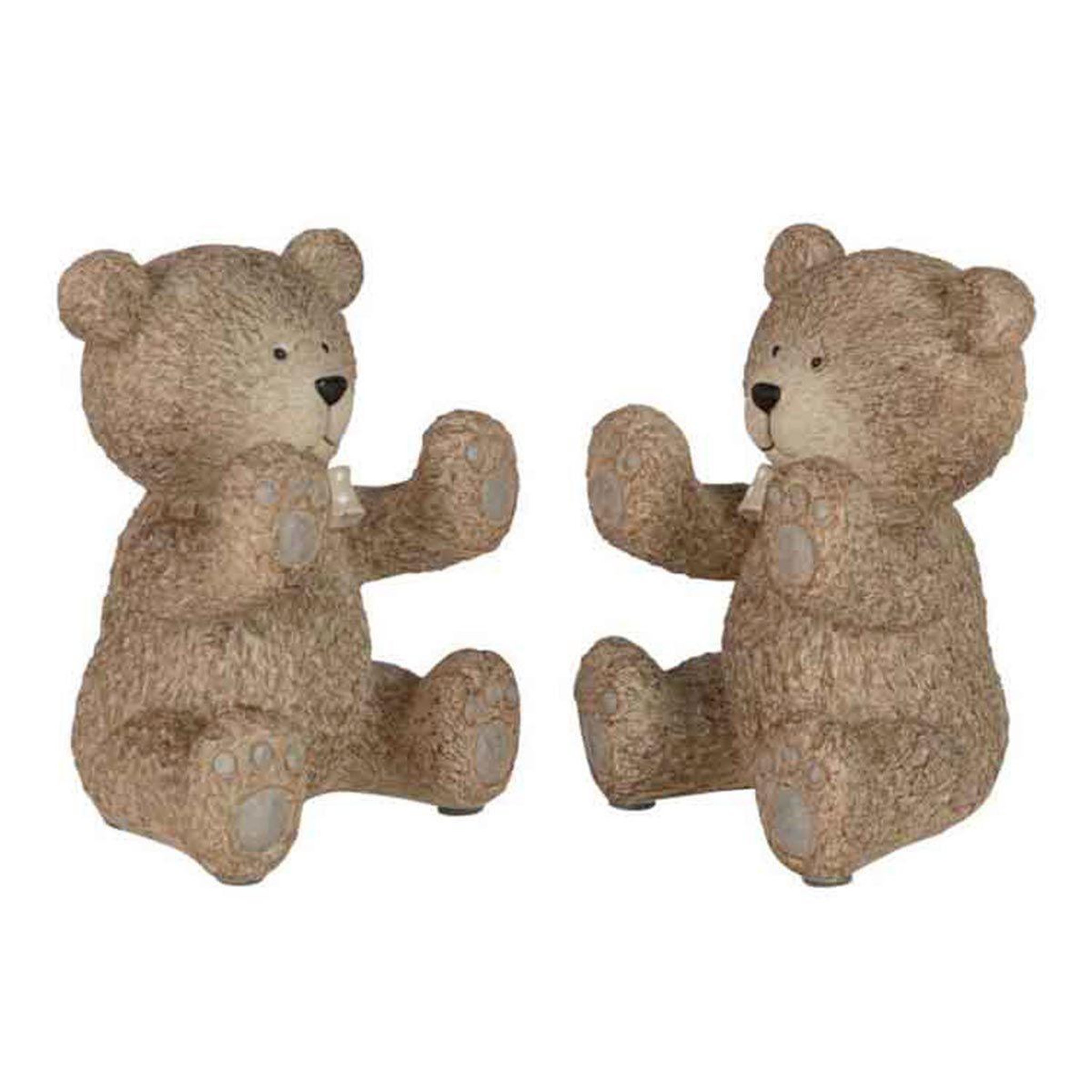 J-LINE Lot de 2 serre-livres enfant  ours  20cm marron