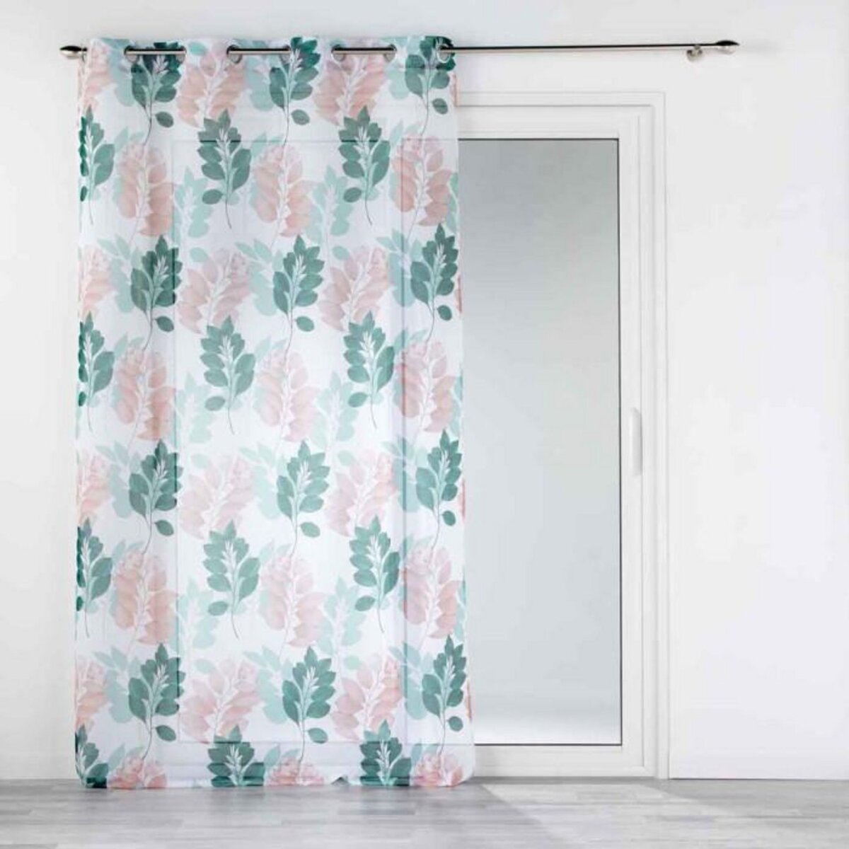 Paris Prix Rideau Voilage à Œillets  Belline  140x280cm Blanc & Émeraude